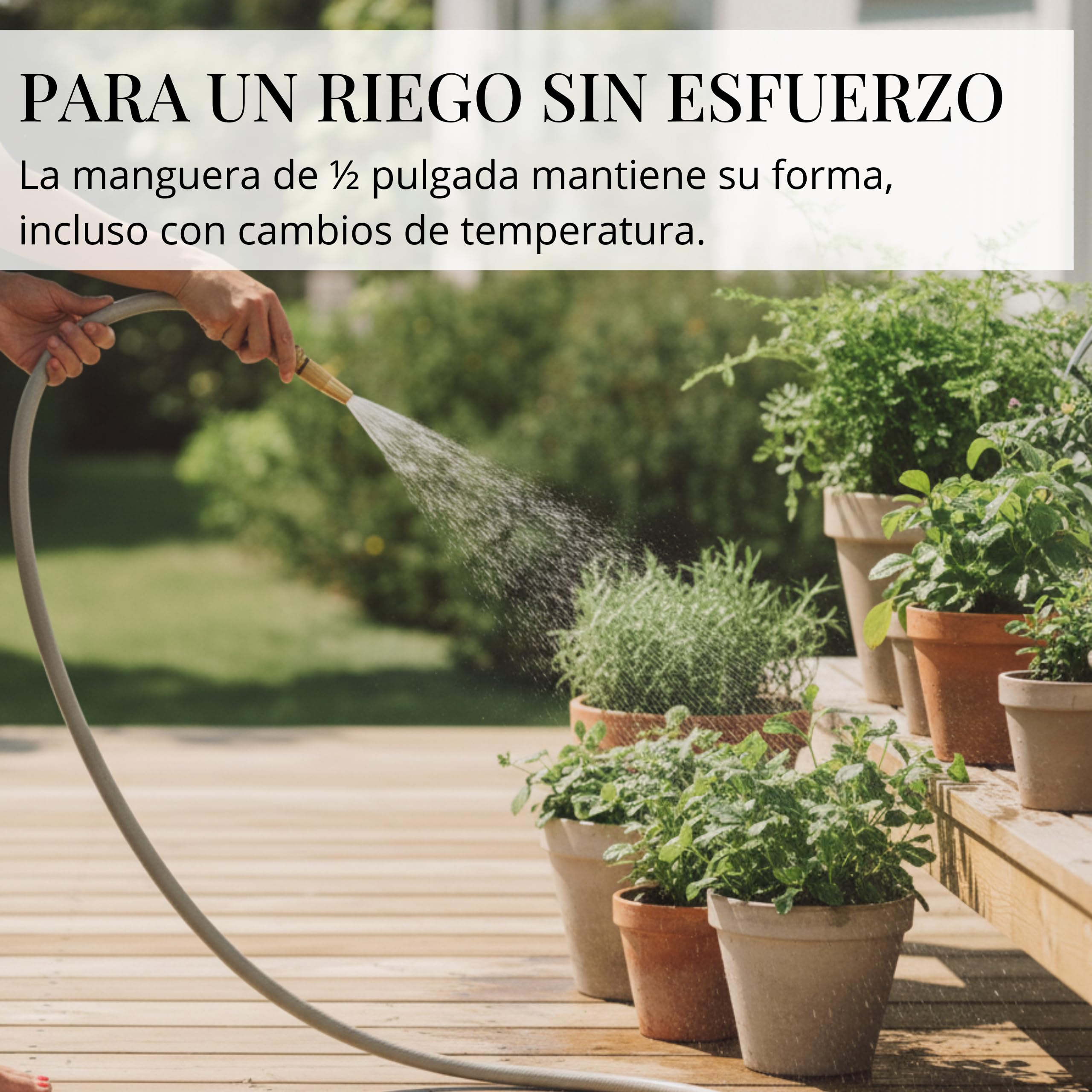 LIVLIG Manguera Jardin 10m – Manguera de Riego Flexible, 60% Reciclado, Resistente UV, Antitorcion, 1/2 Pulgada, Greige