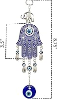 Vista 3 de Decoración colgante con protección de manos Hamsa con diseño de mal de ojo azul (con bolsa de decoración mejor) -028