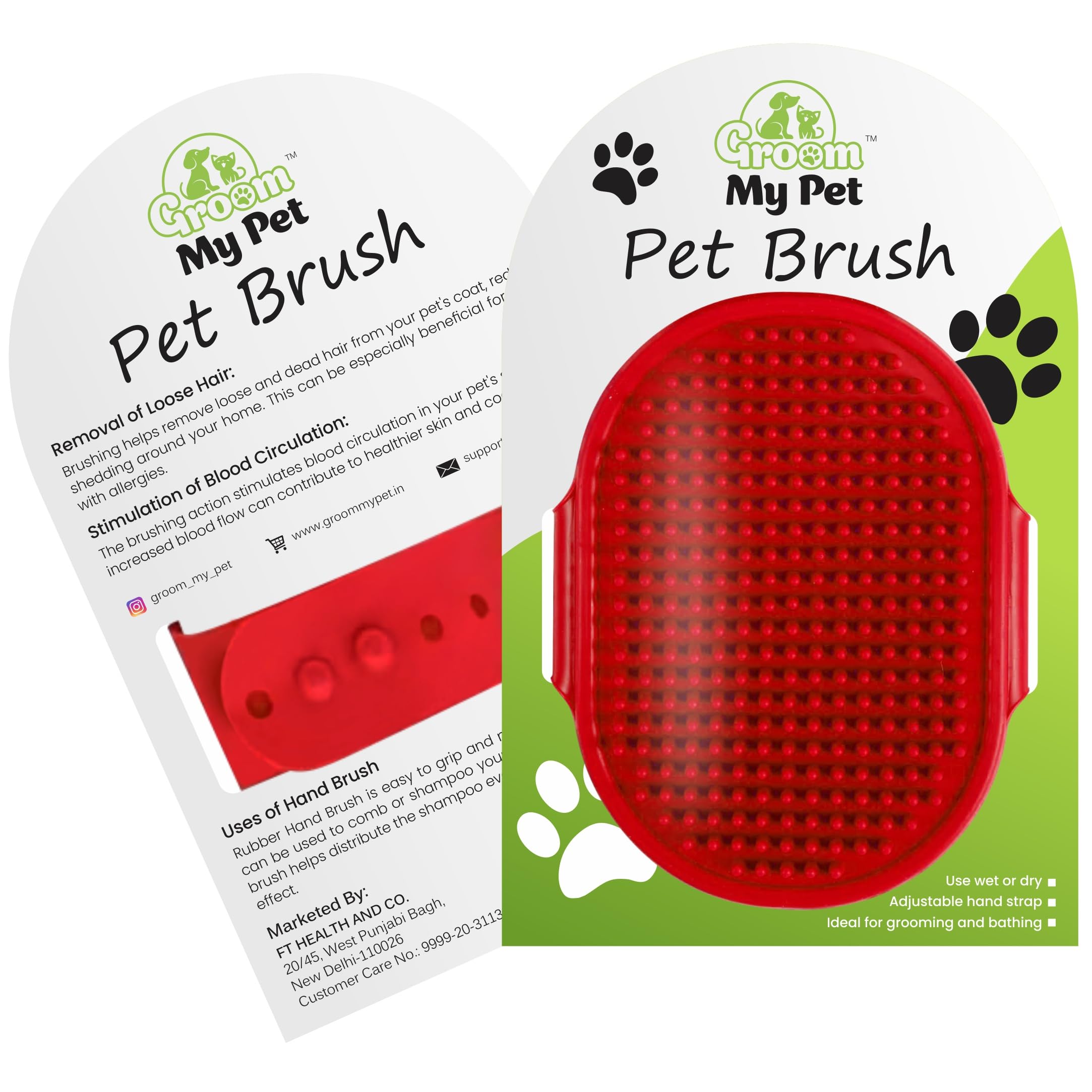 Groom My Pet Bathing & Grooming Hand Brush | Soothing Massage Rubber Bristles | Remove Loose Hair, Soft Comb Teeth & Promotes Blood Circulations (B0CRRVCRT9) Amazon Price History, Amazon Price Tracker