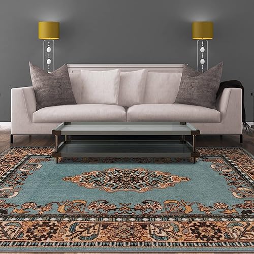 Miniatura 9 de BNM - Alfombra grande para interiores, lavable, respaldo de espuma antideslizante, decoración de suelo para sala de estar, dormitorio, entrada,