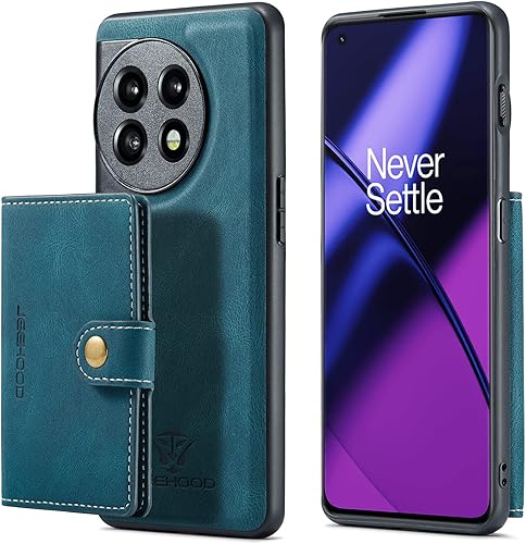 Miniatura 8 de Hongxinyu Funda para OnePlus 11 5G, funda magnética desmontable básica, cartera, tarjeta, ranura para efectivo, función atril compatible con OnePlus