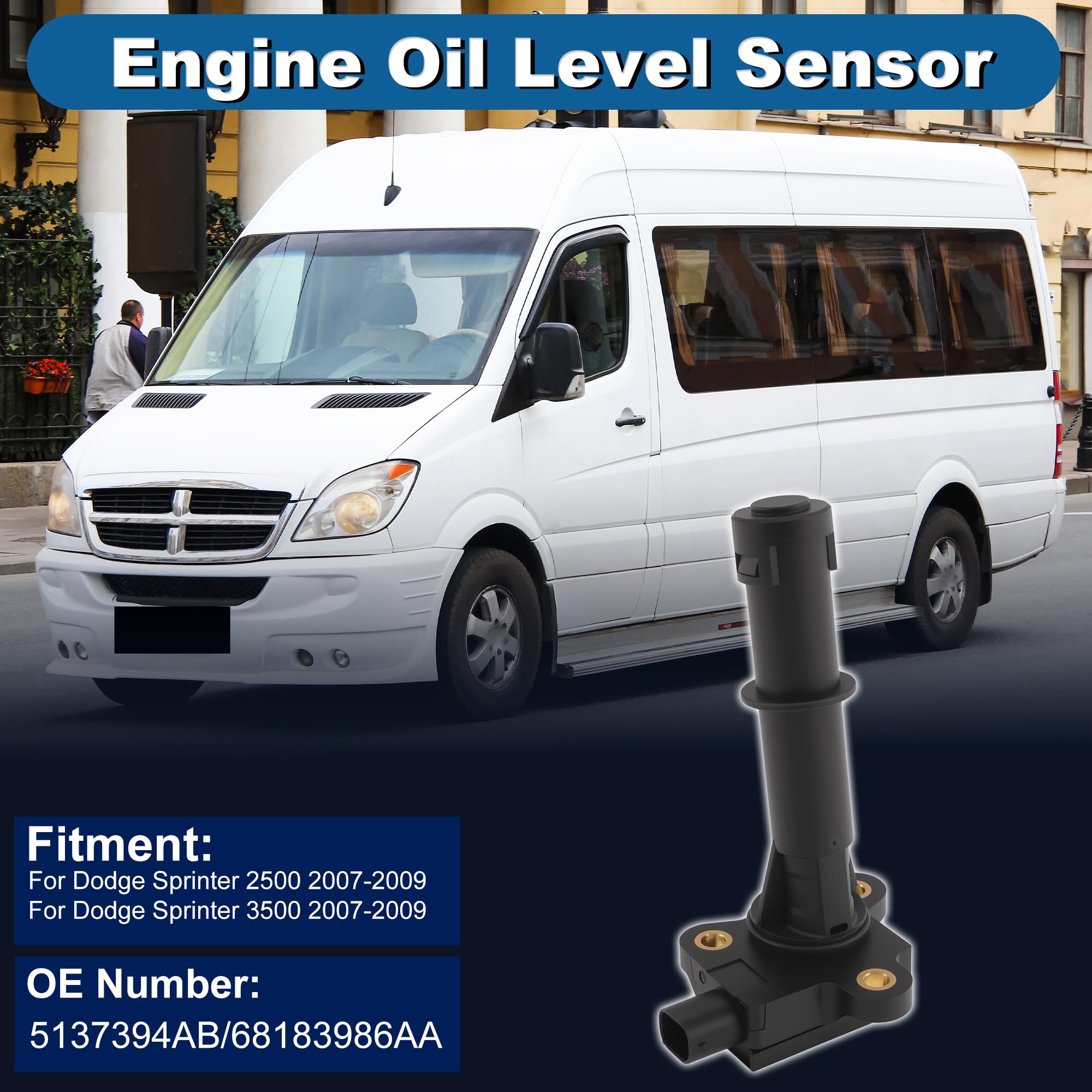 A ABSOPRO Sensor Nivel Aceite Motor, Para Dodge Sprinter 2500 07-09,1pc | Para Dodge Sprinter 3500 2007-2009, Material Metal+Plastico, Reemplaza OE 5137394AB/68183986AA, Instalacion Directa