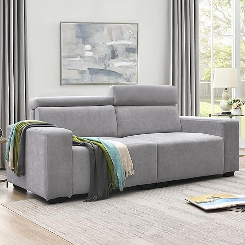 Harper & Bright Designs Sofá seccional de 2 plazas con reposacabezas ajustable multiángulo, sofá biplaza de terciopelo para sala de estar, estudios,