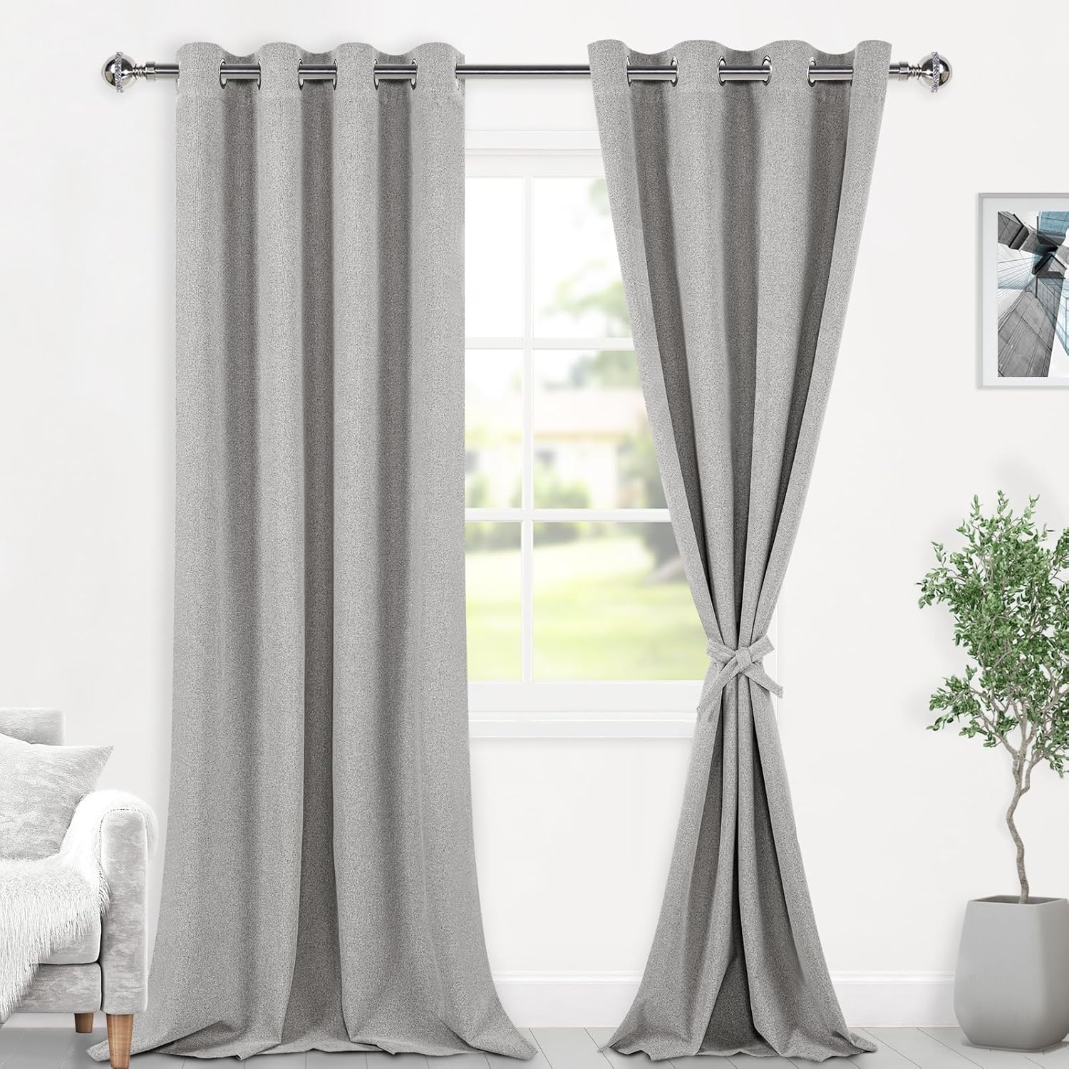 DWCN Linen Curtains 100 Blackout Curtains 96 Inches Long