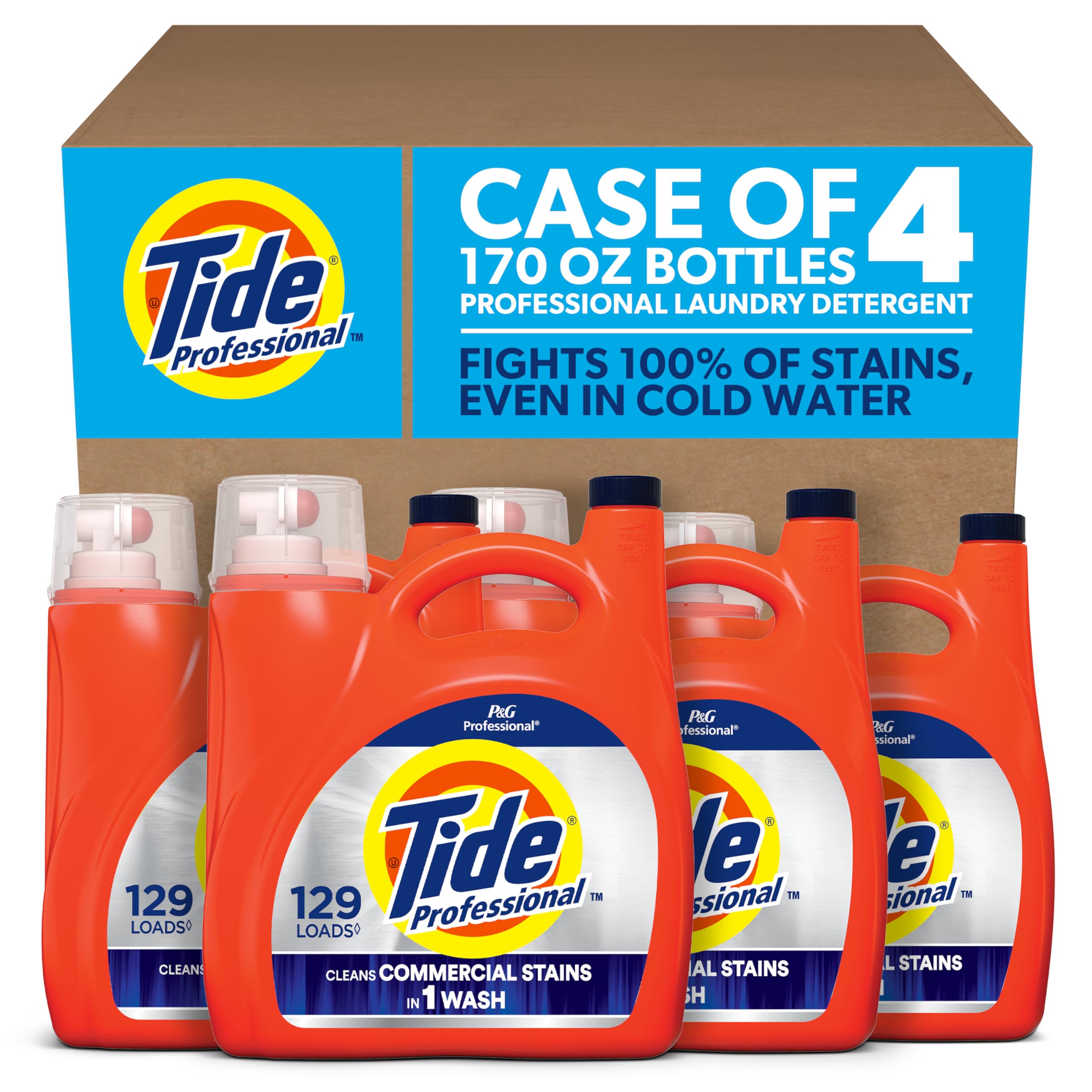 Tide Professional Commercial Liquid Laundry Detergent, 129 loads, 170 Fl oz, For Business Use