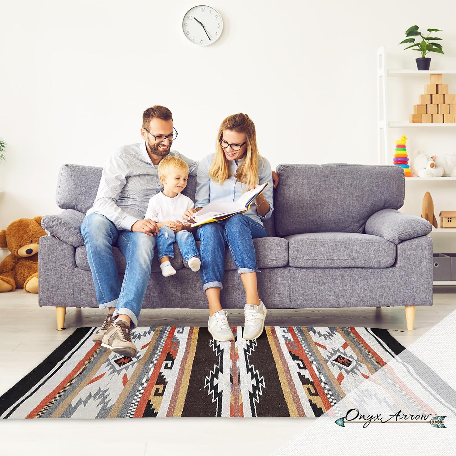 Boho Southwest Area Rug - Washable Bohemian Runner - Western Carpet - Rustic Rugs for Living Room, Outdoor Area, Bedroom, Decor, Kitchen & More (Durango, Natural/Brown, 32 x 64 Inches)