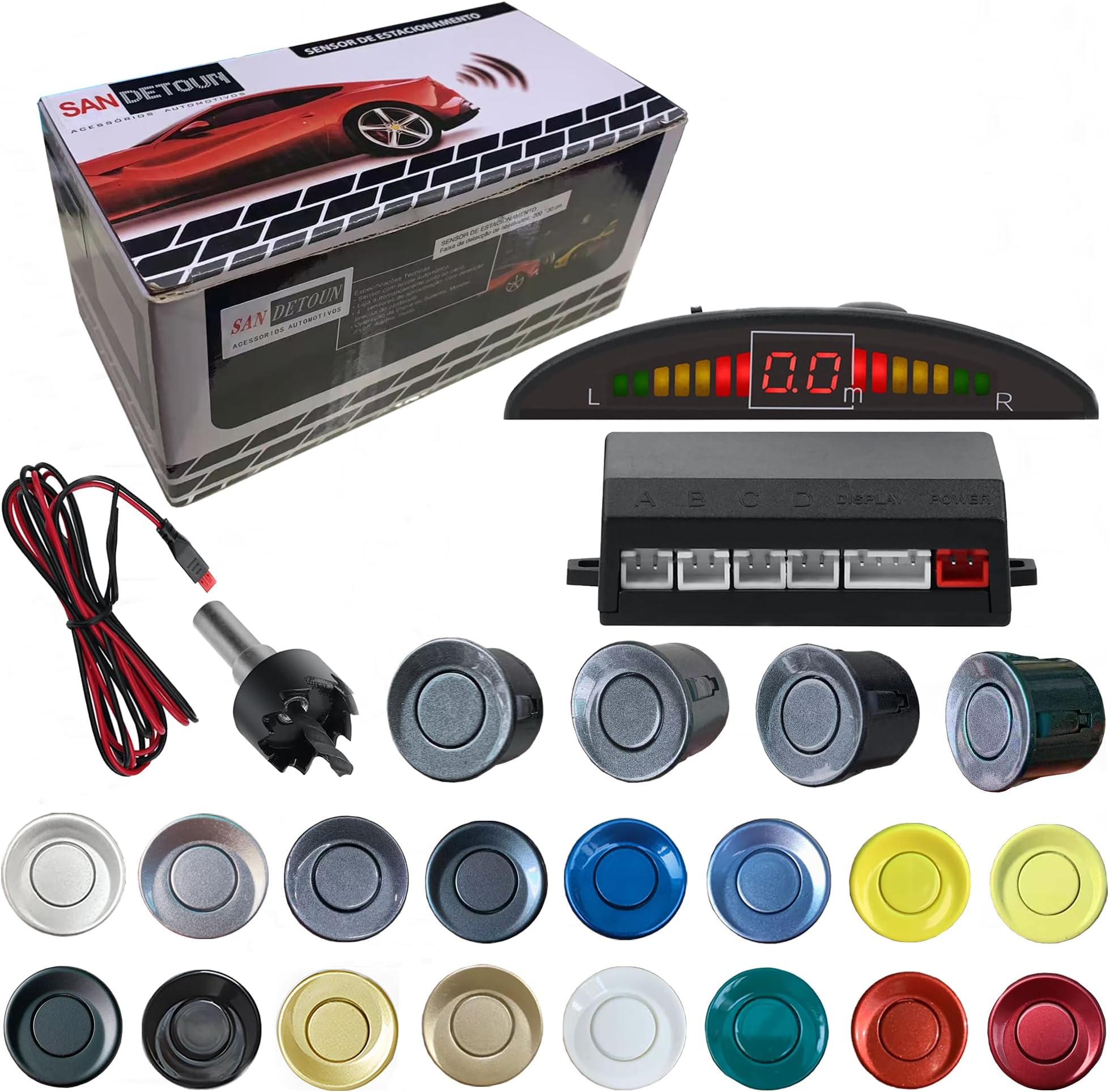 Parking Sensor Kit Backup Sensor Kit Reverse Sensor for Car 18 Color Options for Probes Adjustable Alarm Volume Professional Sensore de Reversa para Carro Safe Driving Assistant（Grey）