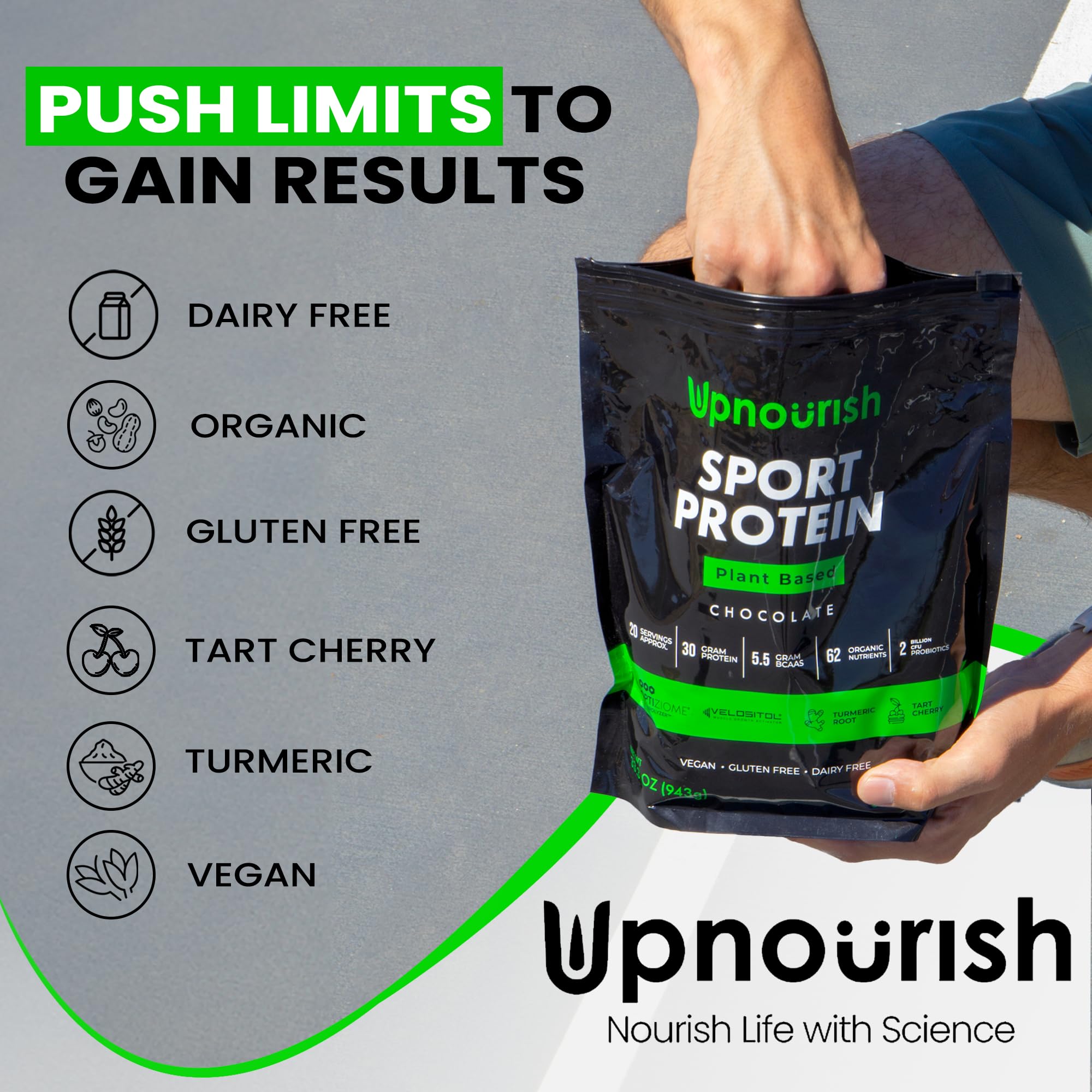 Vegan Sport Protein Powder Chocolate 20 servings – 30g Plant Based Protein, VELOSITOL, BCAAs, Organic Greens & Fruits, Probiotics, Tart Cherry for Post Workout Recovery, Inform Sports Certified Keto