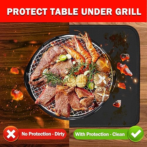 Miniatura 8 de Alfombrilla de parrilla de 15 x 18 pulgadas, resistente al calor, fácil de limpiar y almacenar, impermeable y plegable, 0.039 in