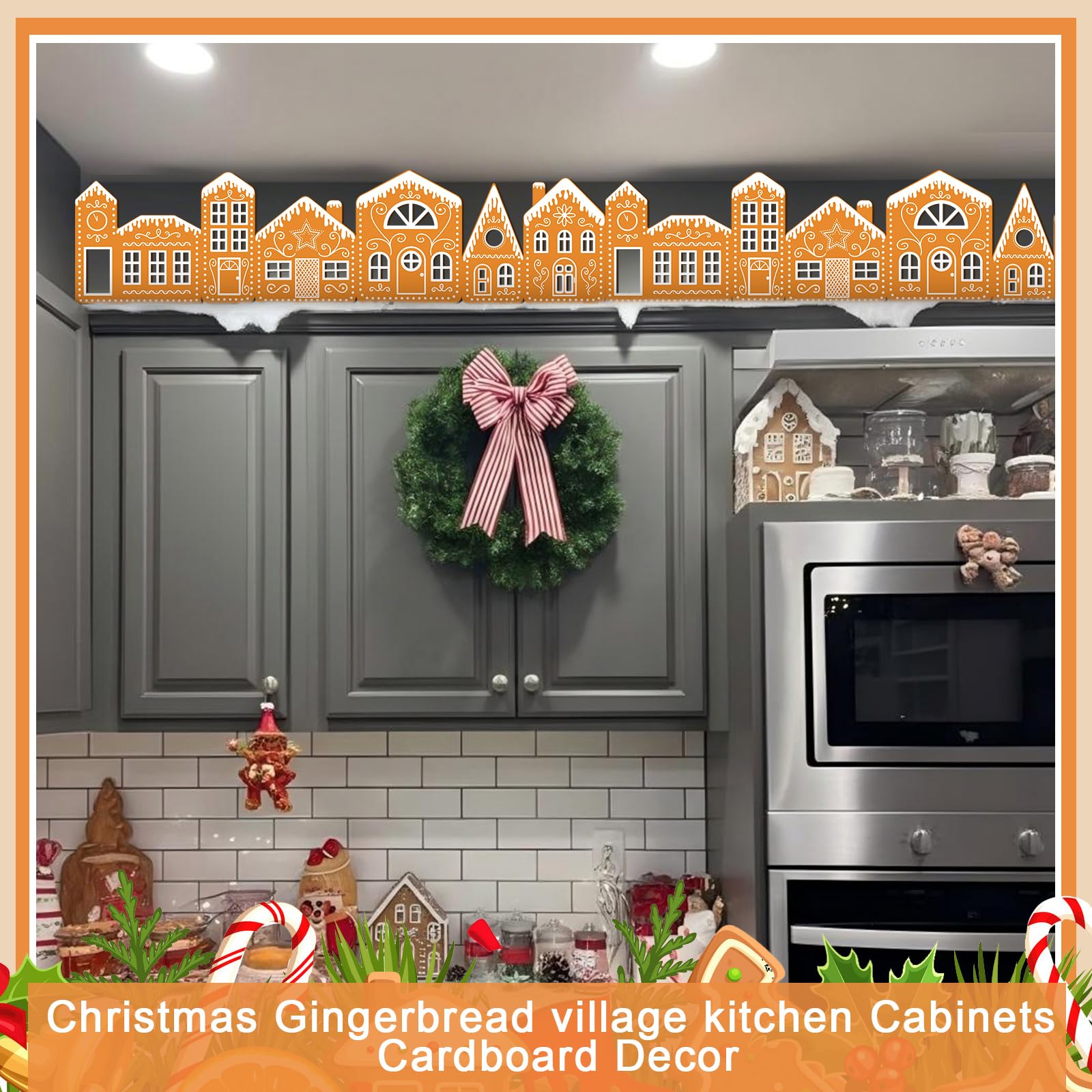 Epakh 2 juegos de bricolaje de casa de jengibre de Navidad kit de cartón con luces LED decoración parte superior de la aldea armarios de cocina hacer una casa de jengibre kit de manualidades para