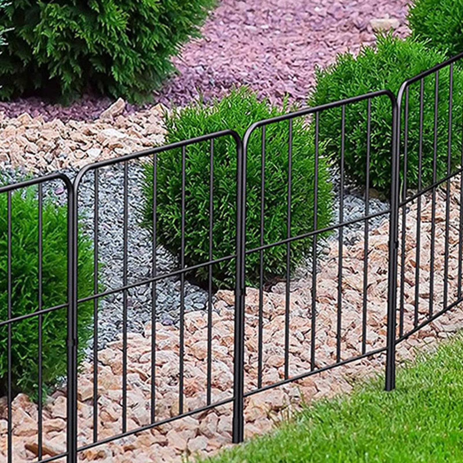 YYHLL - Paquete De 24 Vallas De Jardín Para Perros, Acabado Mate, Acero Inoxidable Sin Excavación, Valla Decorativa De Jardín Para Perros Pequeños Animales De Jardín, Vallas Decorativas Para