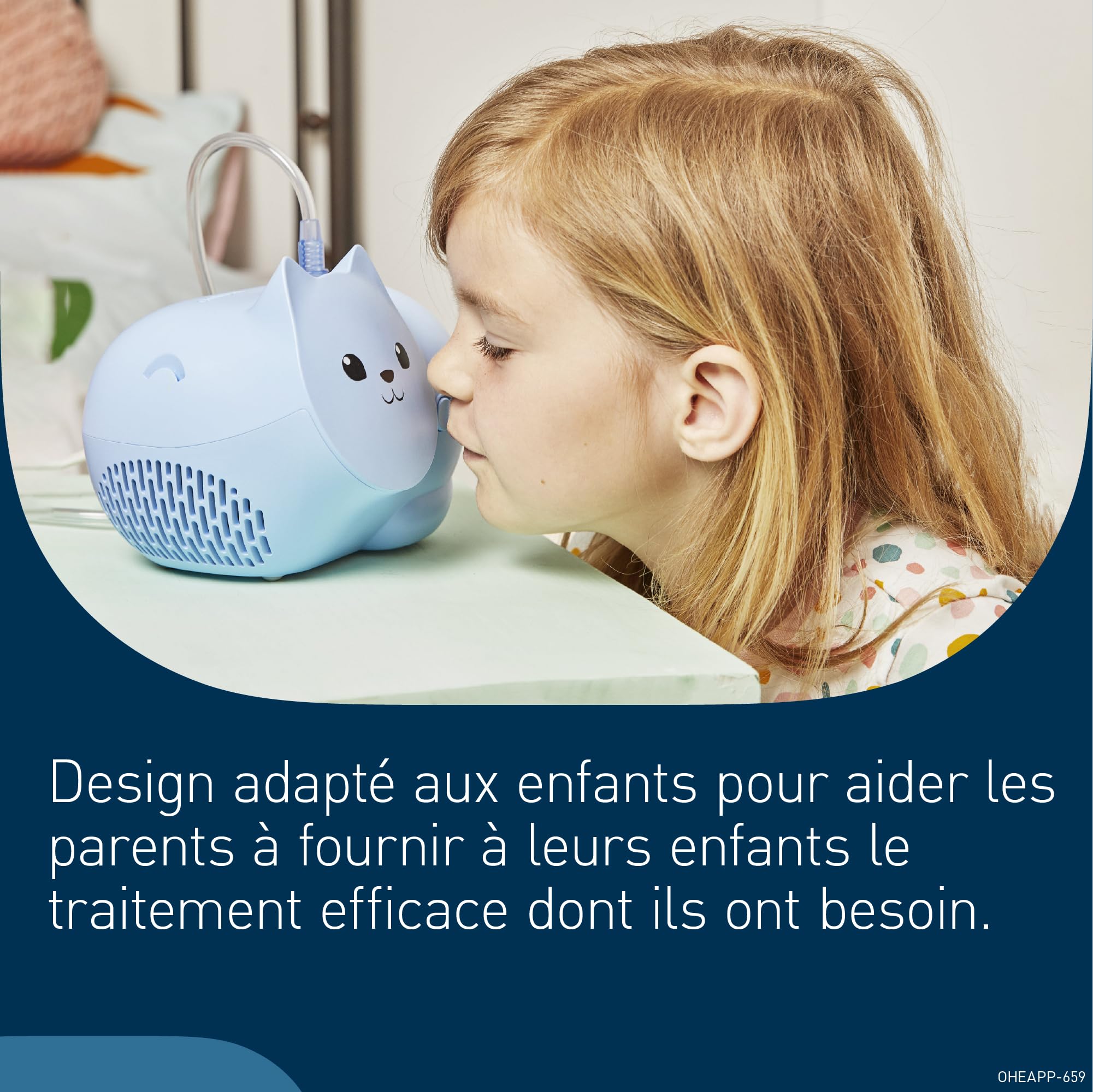 OMRON Nami Cat Nebulisateur – Nebulisateur bebe, compresseur puissant pour traitement rapide et efficace des affections respiratoires chez les enfants