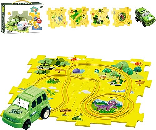 Miniatura 1 de Juego de rompecabezas de coches de pista – Pistas de coche DIY tablero educativo de rompecabezas para niños con vehículo eléctrico de juguete para