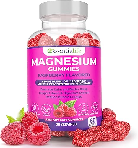 Gomitas de magnesio puro de magnesio 100 mg por porción para dormir y almejas, mezcla de 850 mg de citrato de glicinato de magnesio, despierta