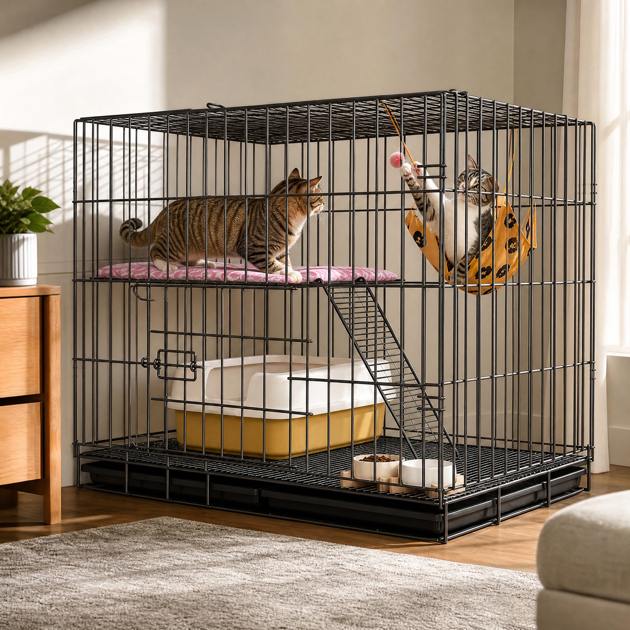Gabbia per Gatti da Interno in Metallo, Media 60×42×50