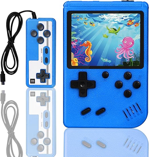 Retro Handheld Game Console, Video Game Console with 500 Classic Games, Support for Connecting TV and 2 Players, Birthday Gifts(Blue)