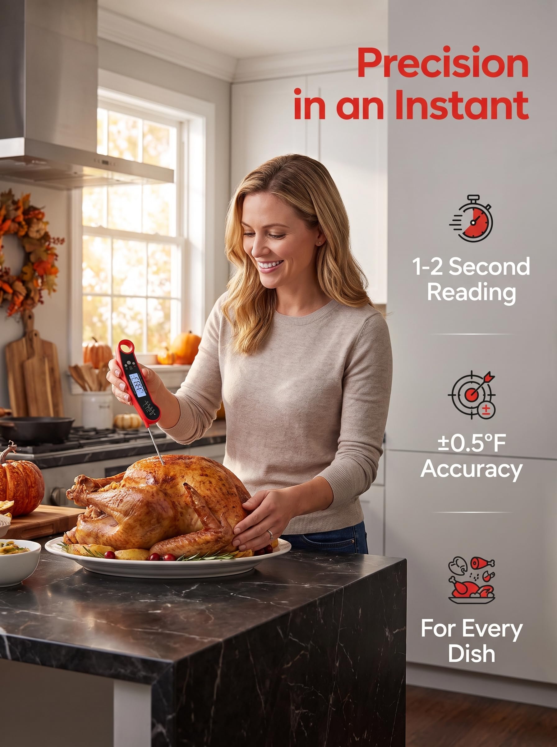 Digital Meat Thermometer, Food Thermometer for Grilling