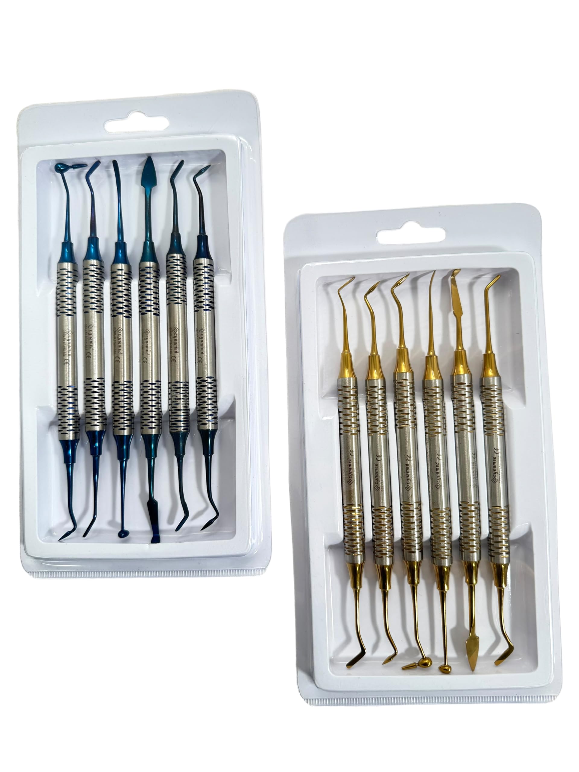 Dental Composite Resin Filling Gold Coated Restorative Kit - Composite Dental Hand Instruments - Dental Tools Professional Stainless Steel Restorative Instruments - Artlab (Blue and Gold - Set of 12)