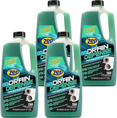 Miniatura 6 de Zep Drain Defense - Removedor de acumulación de tuberías - 64 onzas - ZLDC648 - Removedor de acumulación de tuberías líquidas de fuerza profesional