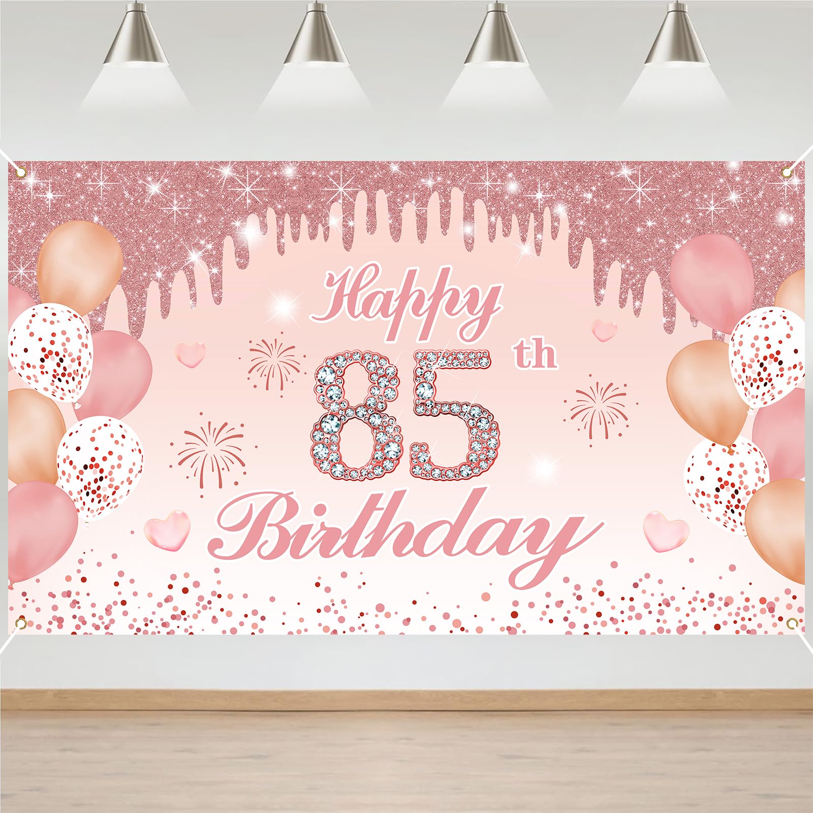 85th Birthday Decorations Door Banner Pink Happy Birthday Banner for Party Backdrop for Women Home Outdoor Cover Party Decoration Supplies Poster