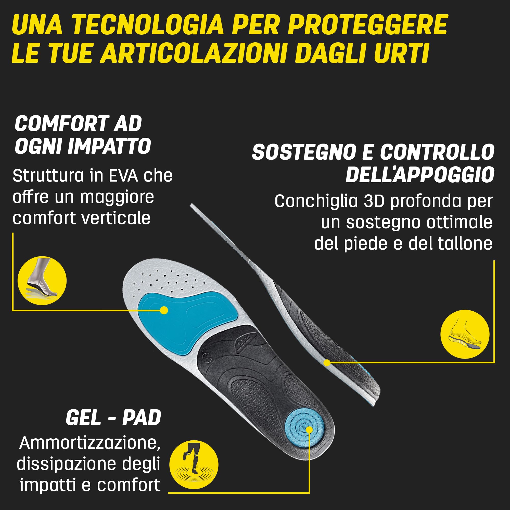 Sidas Solette 3feet Activ Low, Corsa e Multisport, Per Arco Plantare Basso, Assorbimento degli urti, Solette per scarpe da uomo e donna