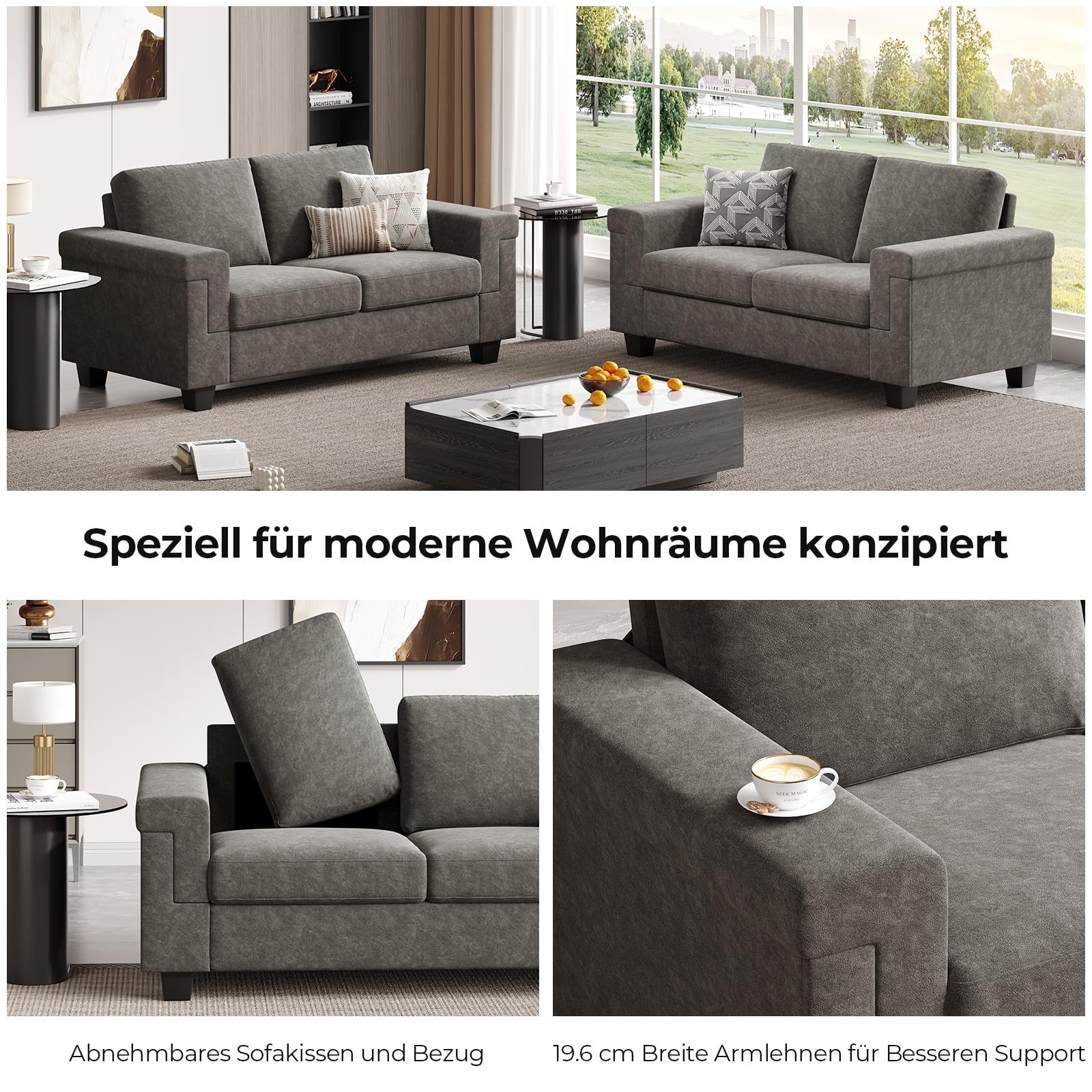 COPIAE 160 cm Kleine Couch für das Wohnzimmer, Hochbelastbares Zweisitzer-Sofa, Samtstoff 2-Sitzer-Couch mit Holzrahmen& Gepolstertem Kissen, Modernes Sofa mit tiefer Sitzfläche für Schlafzimmer Büro