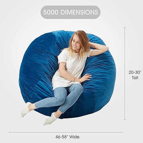 Miniatura 3 de HABUTWAY Bean Bag Chair Giant 5' Memory Foam Furniture Bean Bag Chair para adultos con cubierta de microfibra - 5 pies, azul