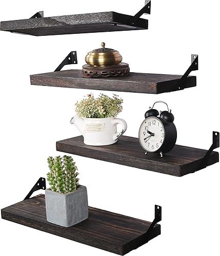 Miniatura 1 de HXSWY Estantes flotantes de madera rústica para decoración de pared, estante de pared de madera para baño, cocina, dormitorio, sala de estar, juego