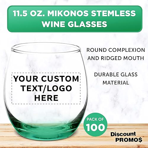 Miniatura 3 de Copas de vino personalizadas Mikonos sin tallo, 11.5 onzas, juego de 100, paquete personalizado a granel, cristalería de restaurante, perfectas para