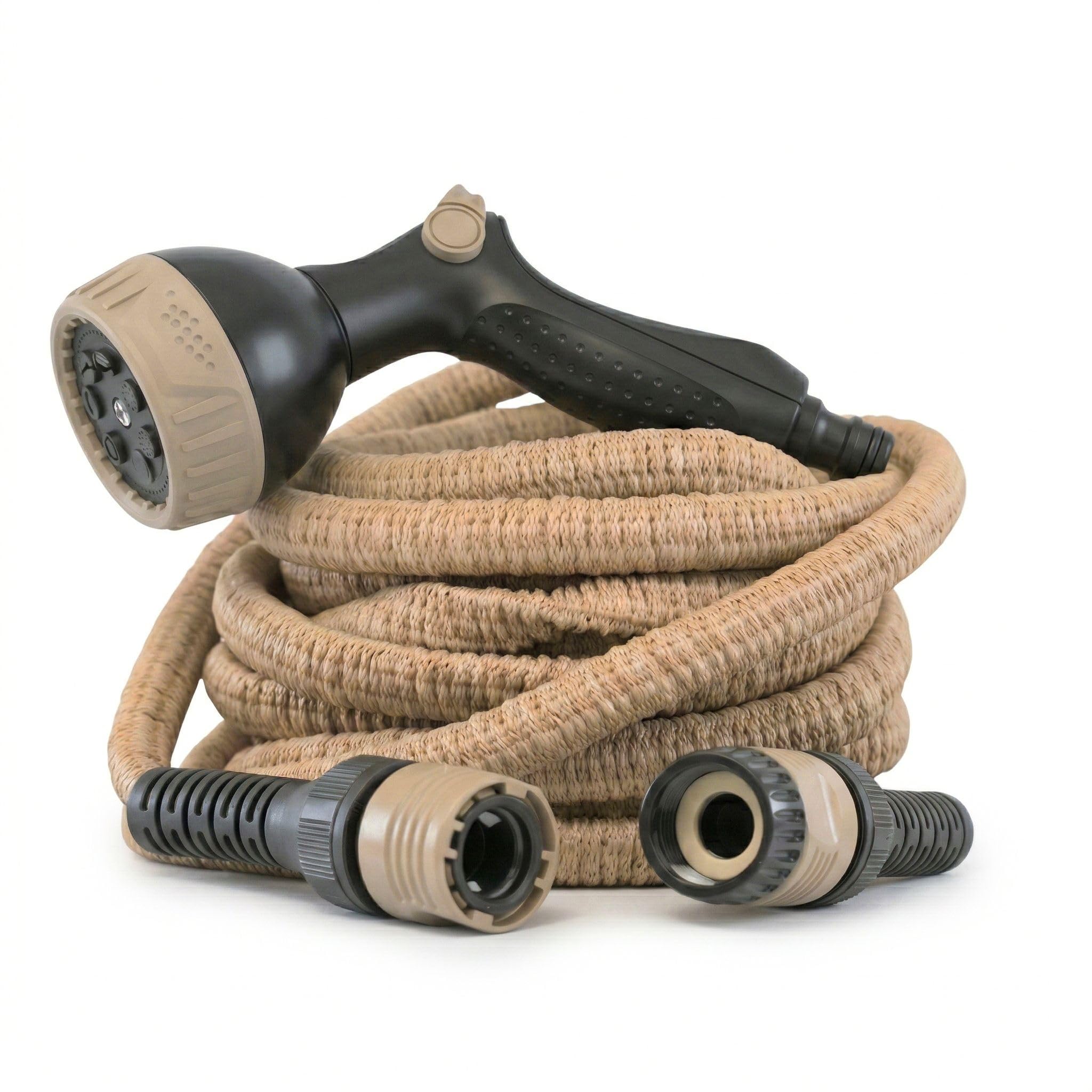 LIVLIG Manguera flexible 7,5 m Made in Italy – tubo extensible 1/2" con conectores y pistola multifunción – Beige
