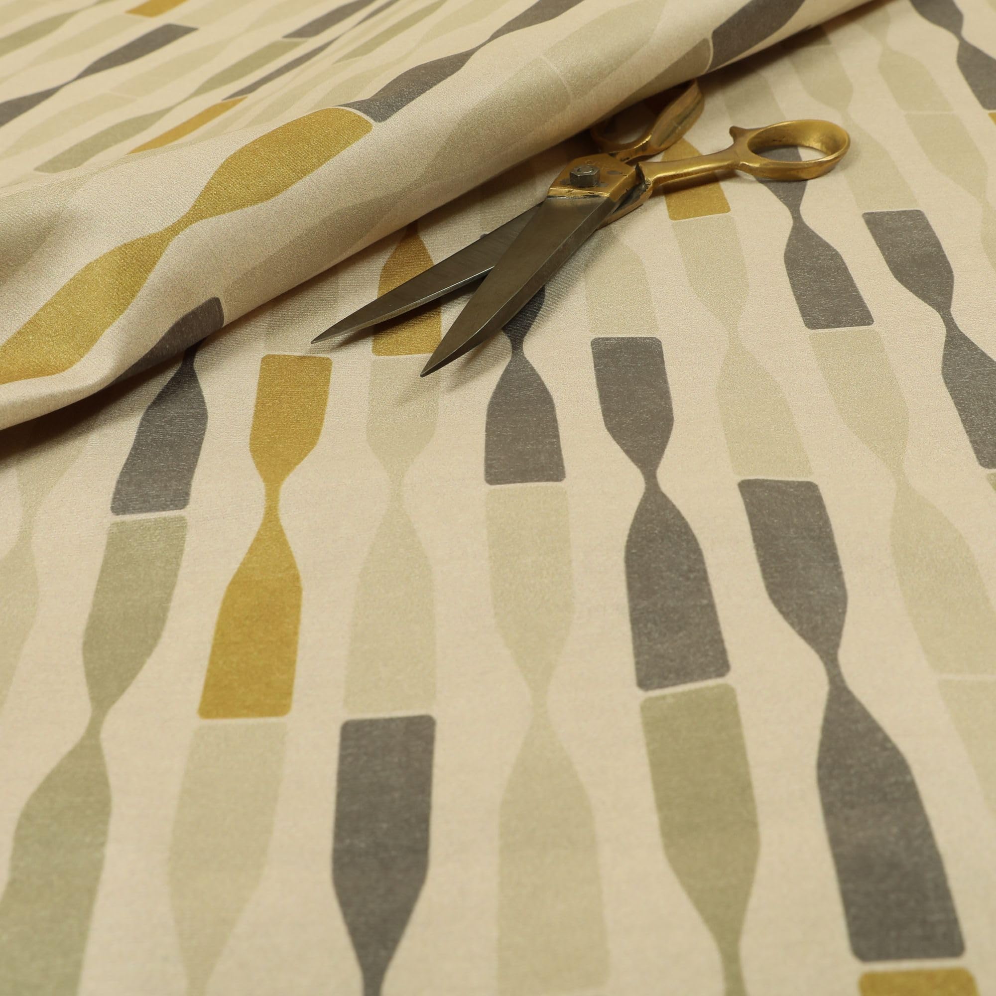 Redbrick Mill Fabrics Flame Retardant Green Beige Hour Glass Modern Pattern Velour Printed Velvet Upholstery Fabrics (Per Metre)