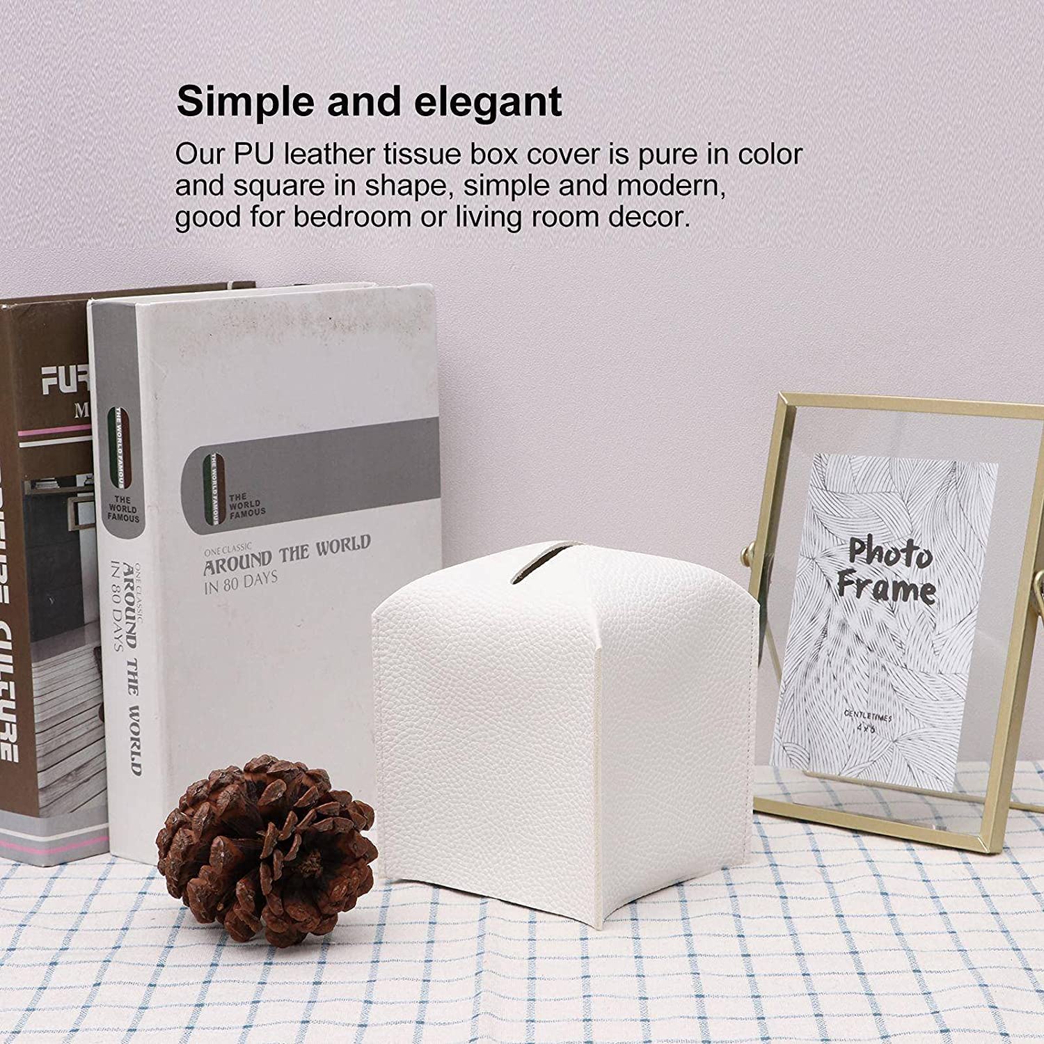 Pudełko na Chusteczki Nawilżane, Plac uchwytu okładkowego skrzynki tkankowej P U. Skórzany Dozownik Tissue Box Roll Papier Wyciągowy Container do sypialni Sypialni i Salonu(Black)