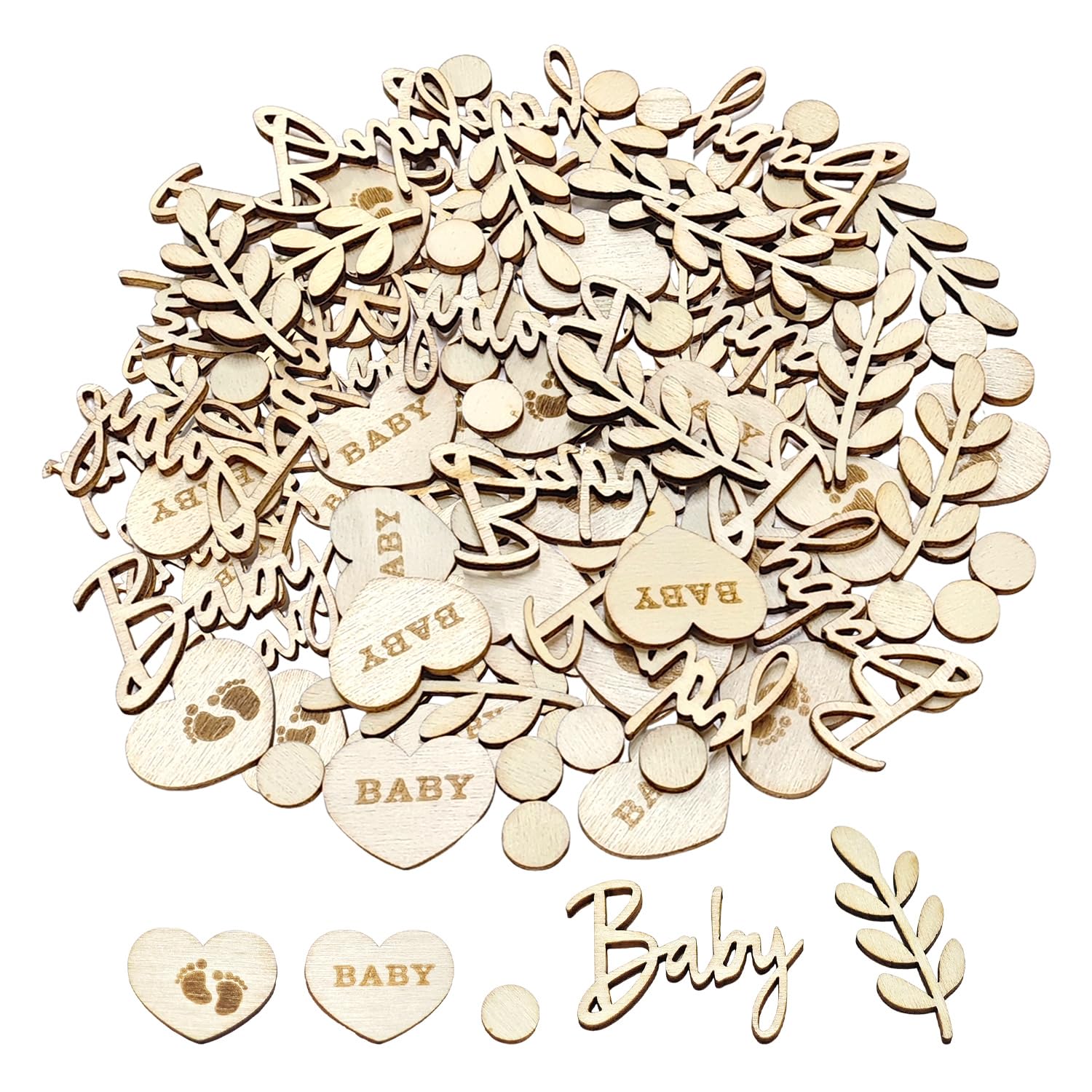 Ejufns Wooden 140 Pieces Of Baby Baptism Wood Chips, Baby Shooting Props, Baby Party Decoration Accessories, Dining Table Ornaments, Desktop Venue Diy Decoration.