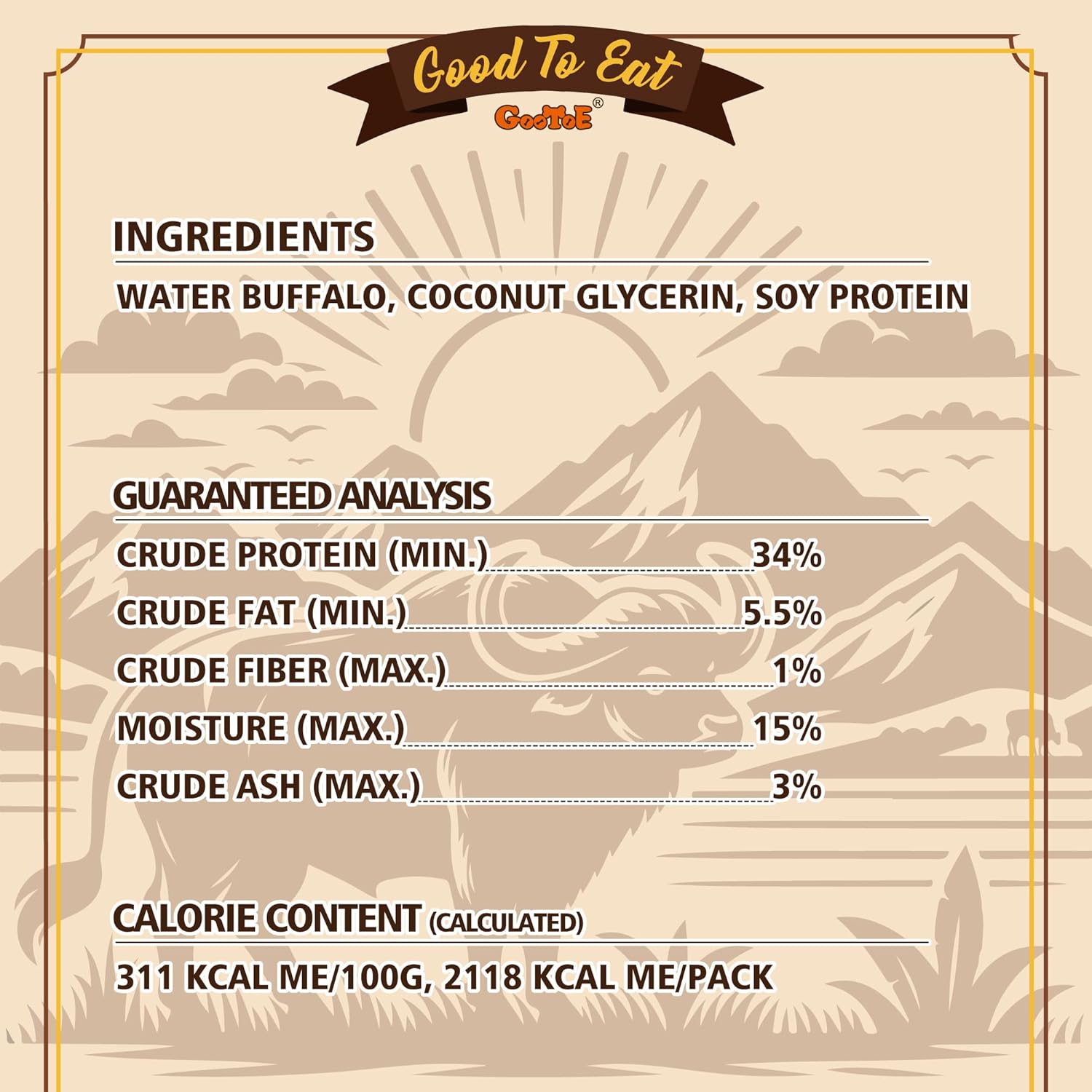 Gootoe Buffalo Dog Treats, Natural Low-Fat Chews for Training & Rewards, Limited Ingredient, Puppy Treats for Medium Dogs, Resealable Bag, Buffalo Bites Stick (Large), 1.5 lb (Pack of 3)