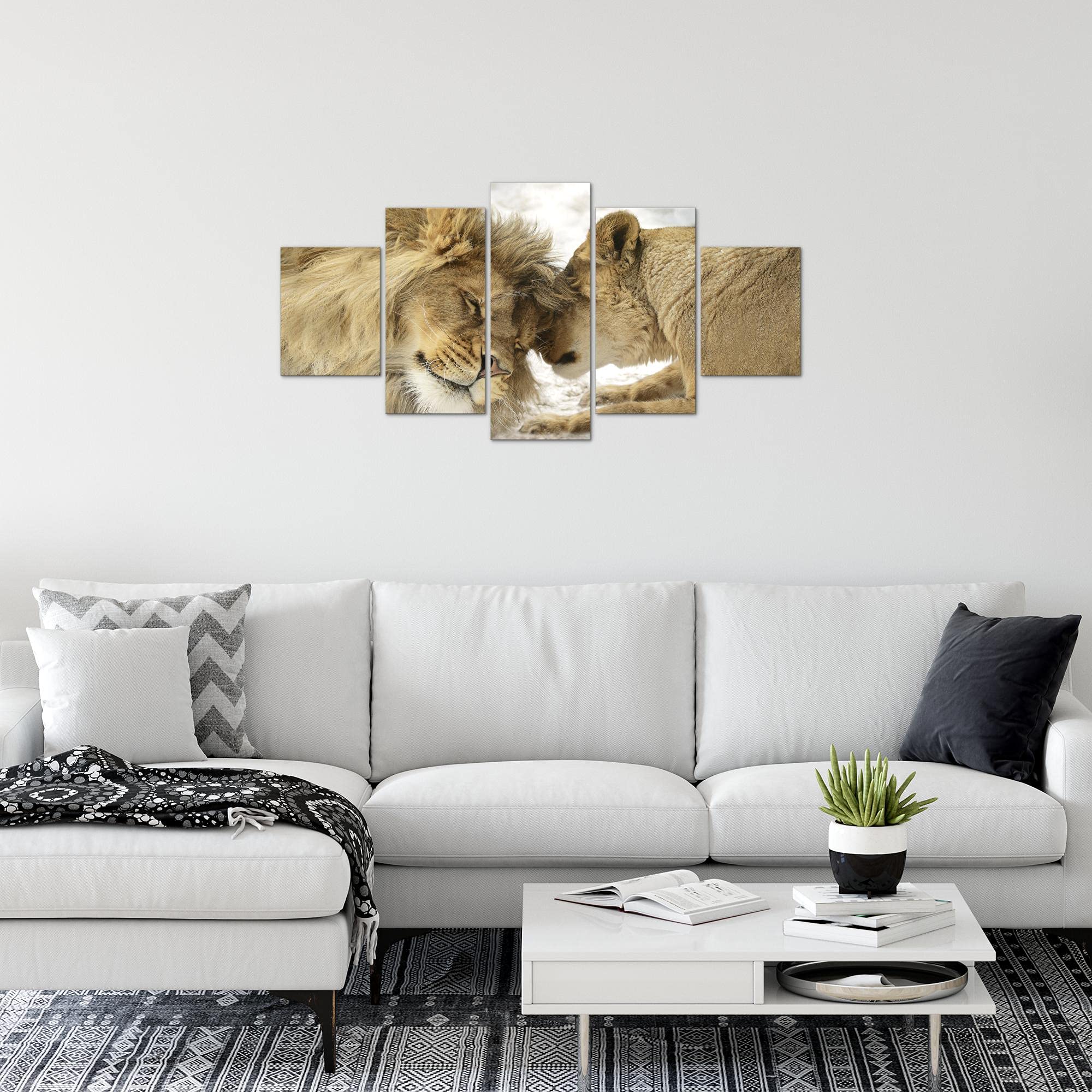 Runa Art Quadro Leoni Amore Stampa D'Arte Tela Non Tessuta Decorazione Murale Soggiorno Camera Da Letto 002156c