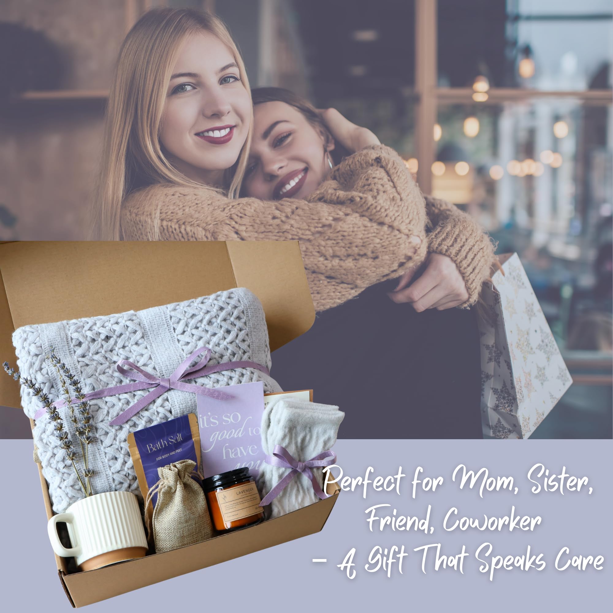 Get Well Soon Cesti regalo per le donne – Pacchetto di cura per le donne dopo l'intervento chirurgico, regali di pensiero, cestino di compleanno, scatola regalo per la cura di sé, abbraccio comfort in