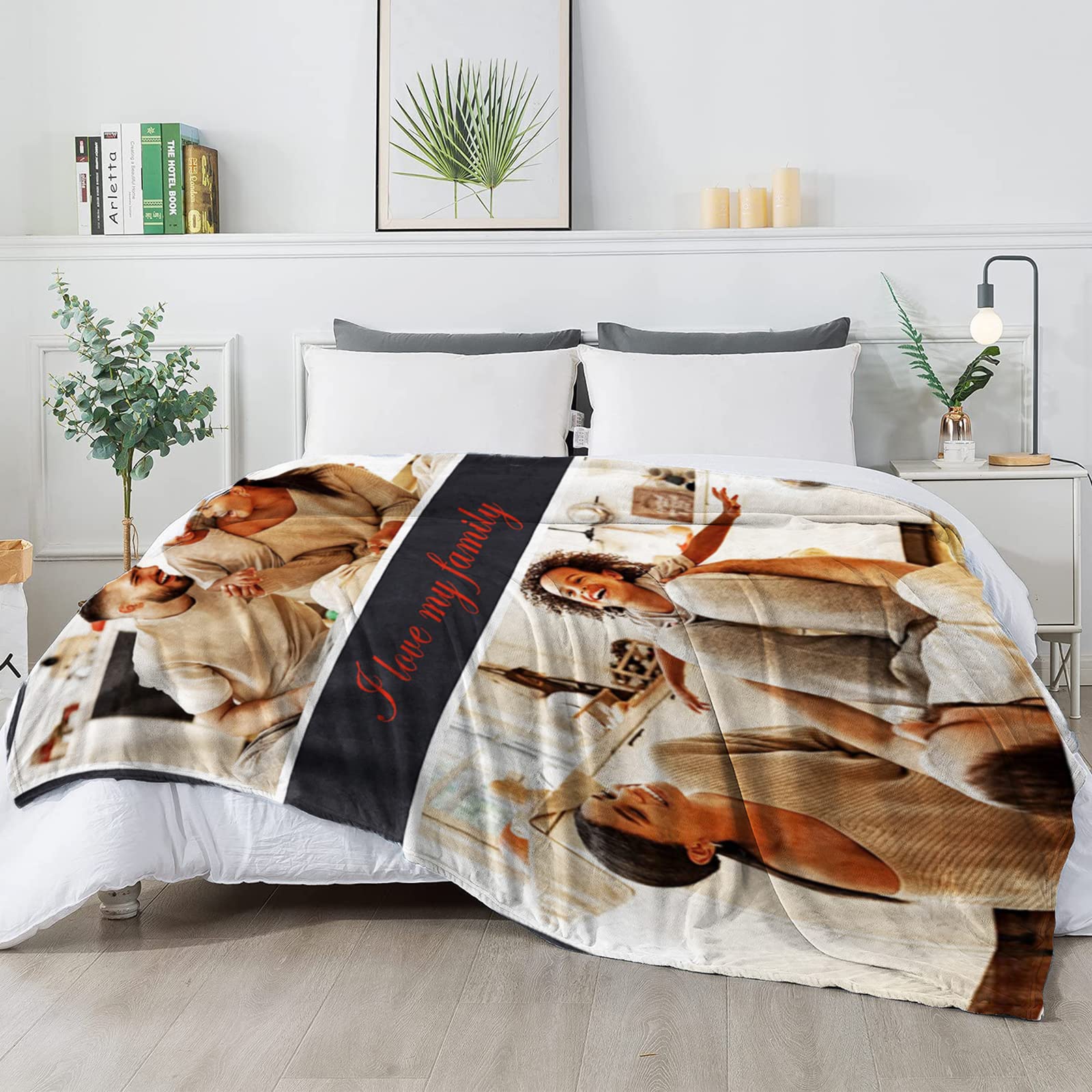 Guk Coperta Personalizzata Con Foto E Testo - Plaid In Microfibra 100% Poliestere, Morbido E Confortevole, Regalo Su Misura Per Compleanni, Anniversari, Festa Della Mamma E Papà (100x130 Cm)
