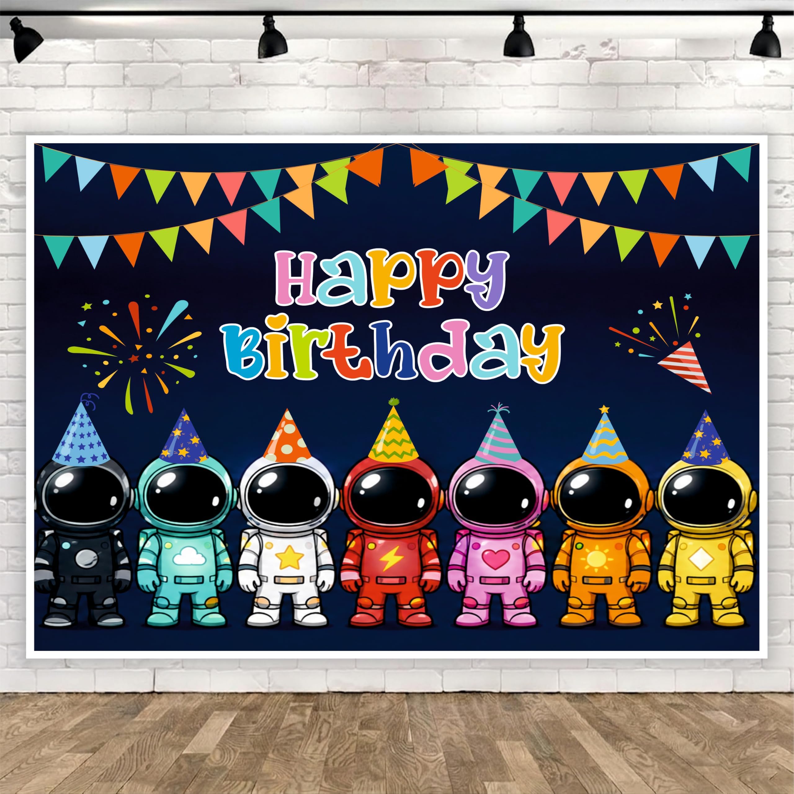 Space Adventure Theme Birthday Backdrop | Galaxy Mission Happy Birthday Banner | Kids Photo Booth Background (Pack of 1, Multicolor, Size:5x4 Feet)