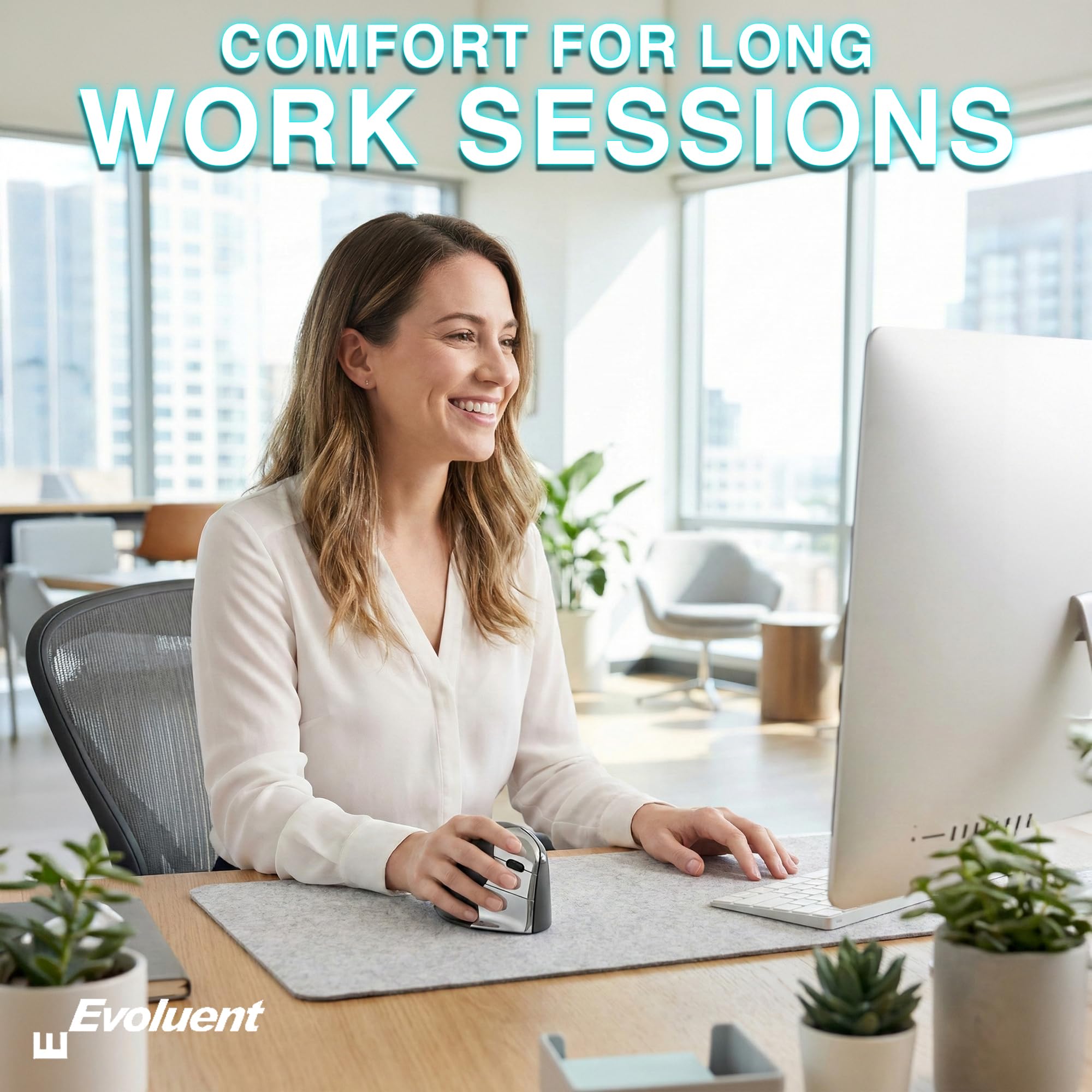 Evoluent – Inventor of The Vertical Mouse – VMC Vertical Ergonomic Mouse Wireless USB/Bluetooth Ergo Design for Right Hand M-L, Sculpted Comfort, 4 Speeds, Copy & Paste Buttons — view 7