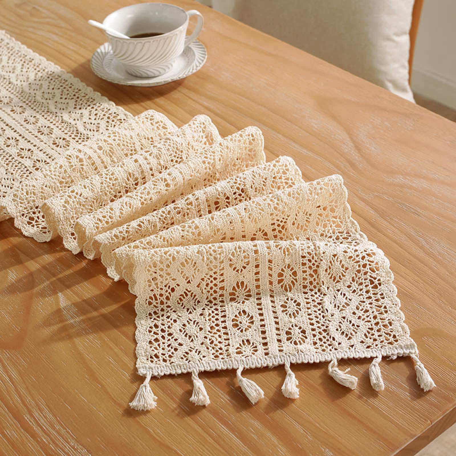 Runner Da Tavola In Cotone E Lino – 33x300 Cm, Stile Rustico Fienile, Verde Acqua E Marrone, Decorazione Per Matrimoni