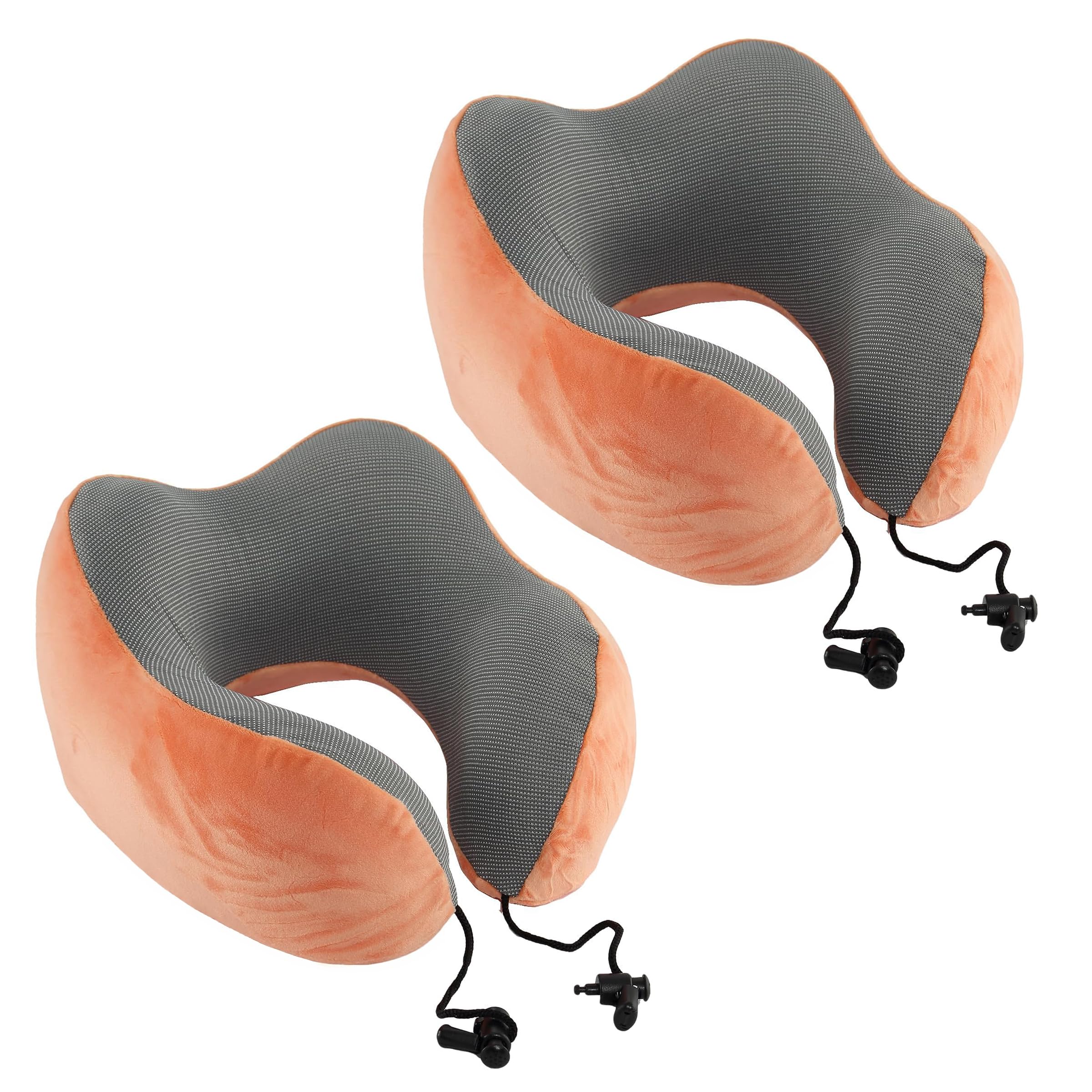 PRIME PICK Extra Soft Memory Foam Luxury Travel Neck Pillow with Head Support for Airplane, Car, Train, Bus and Home Light Weight & Easy to Carry (Orange, Pack of 2)-image-10