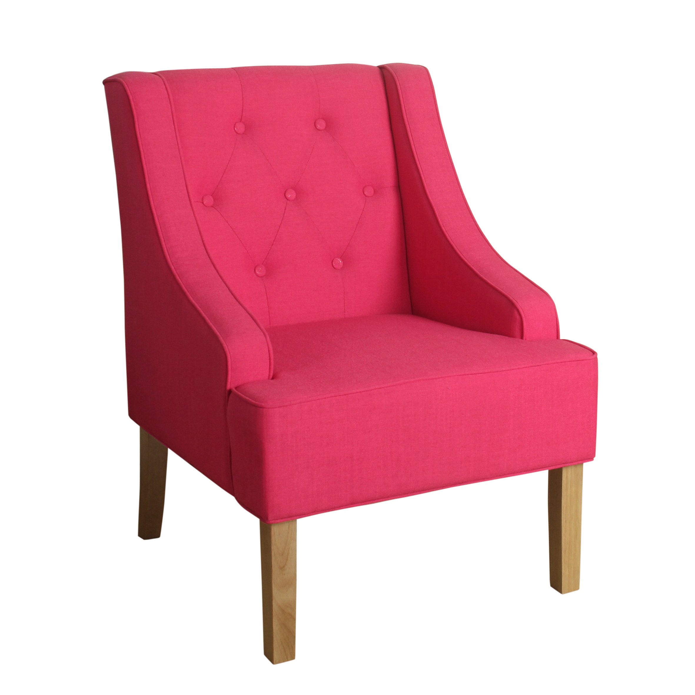 Homepop Home Decor | Upholstered Tufted Swoop Arm Accent Chair | Accent Chairs for Living Room & Bedroom | Decorative Home Furniture, (Pink)