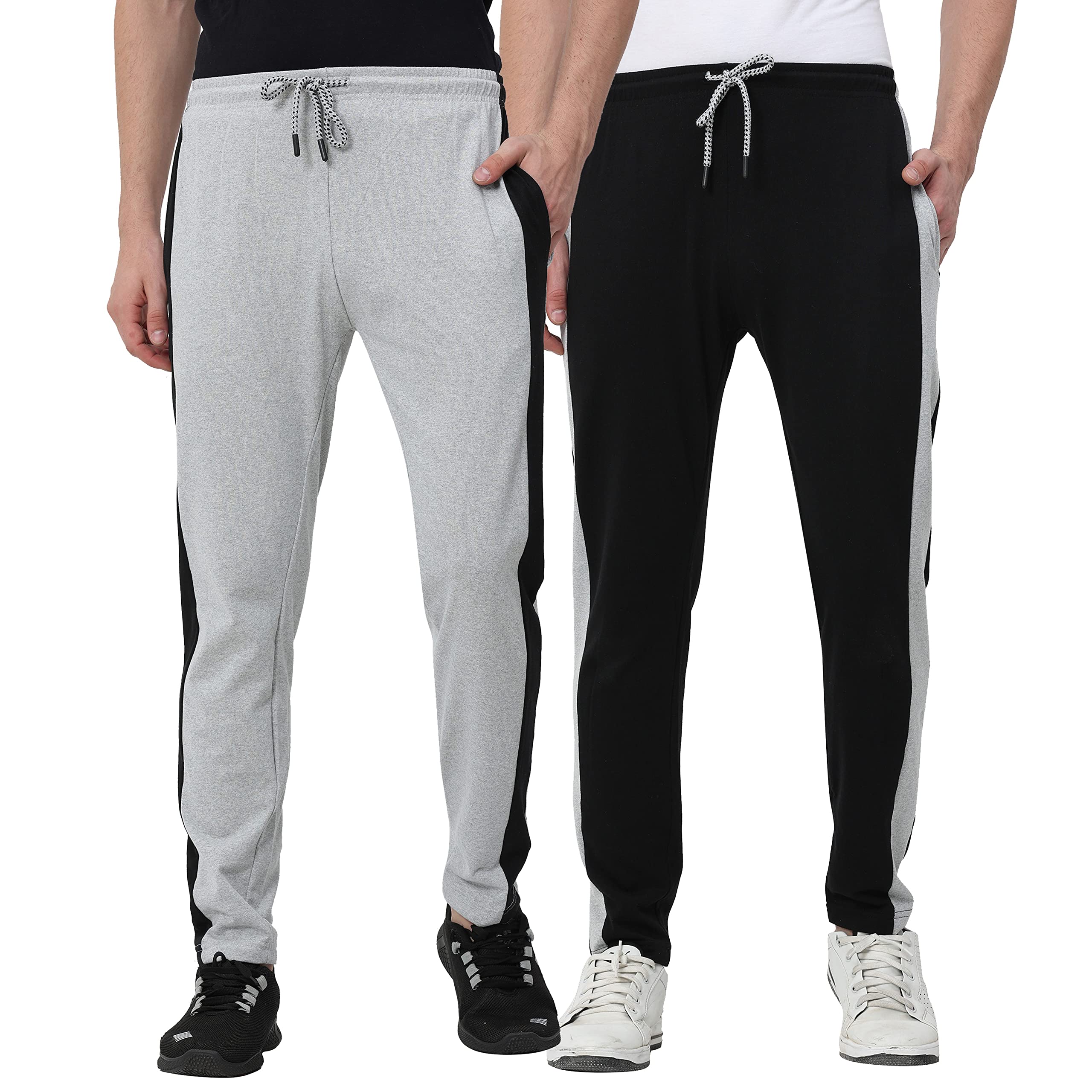 Cotton Blended Track Pants,Pyjamas,Sleepwear,Bottoms,Joggers,Yoga Pants(Pack of 2)-image-1