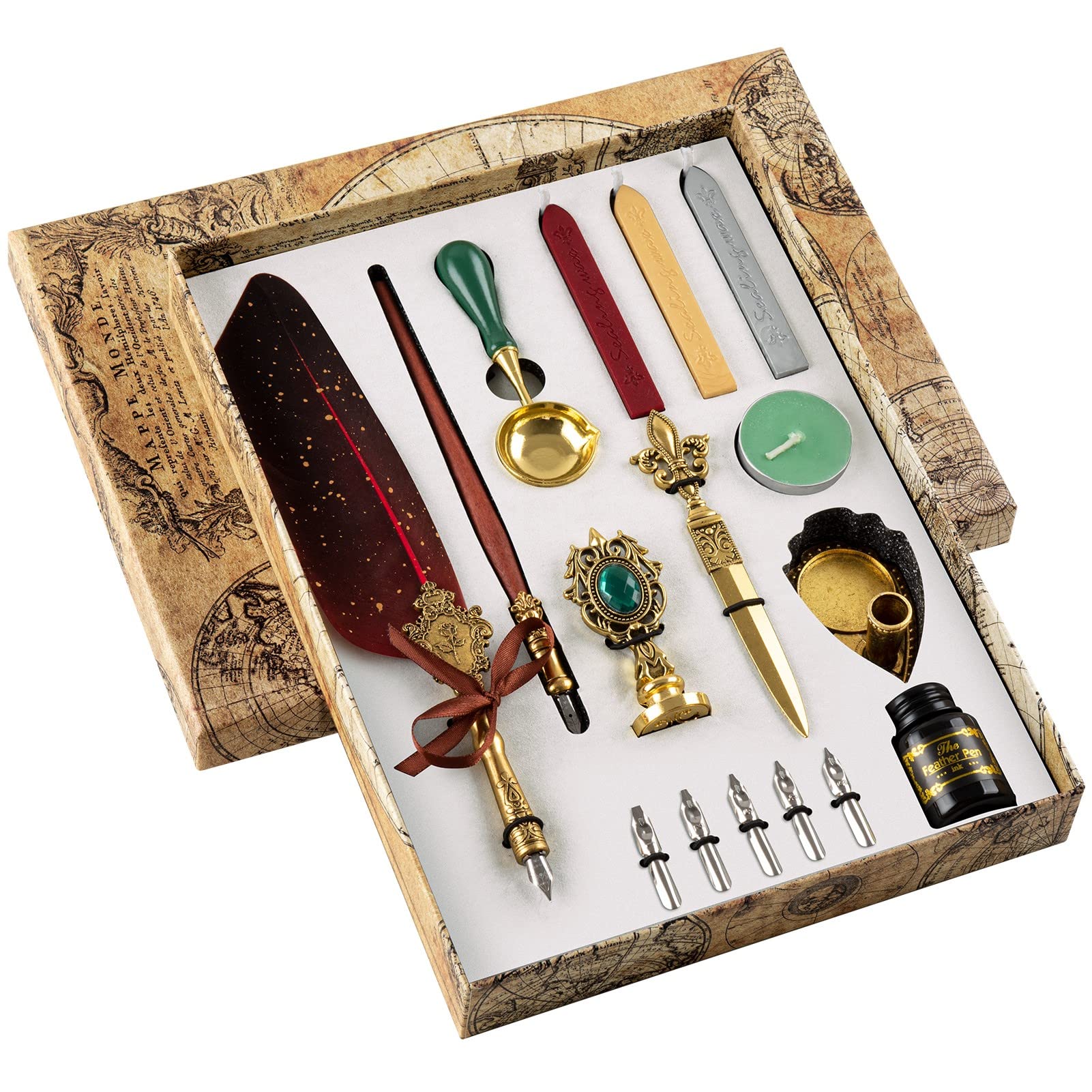 Hethrone Calligraphy Pen Set Wood Stem Dip Pen Glass Dip Pen Set 16