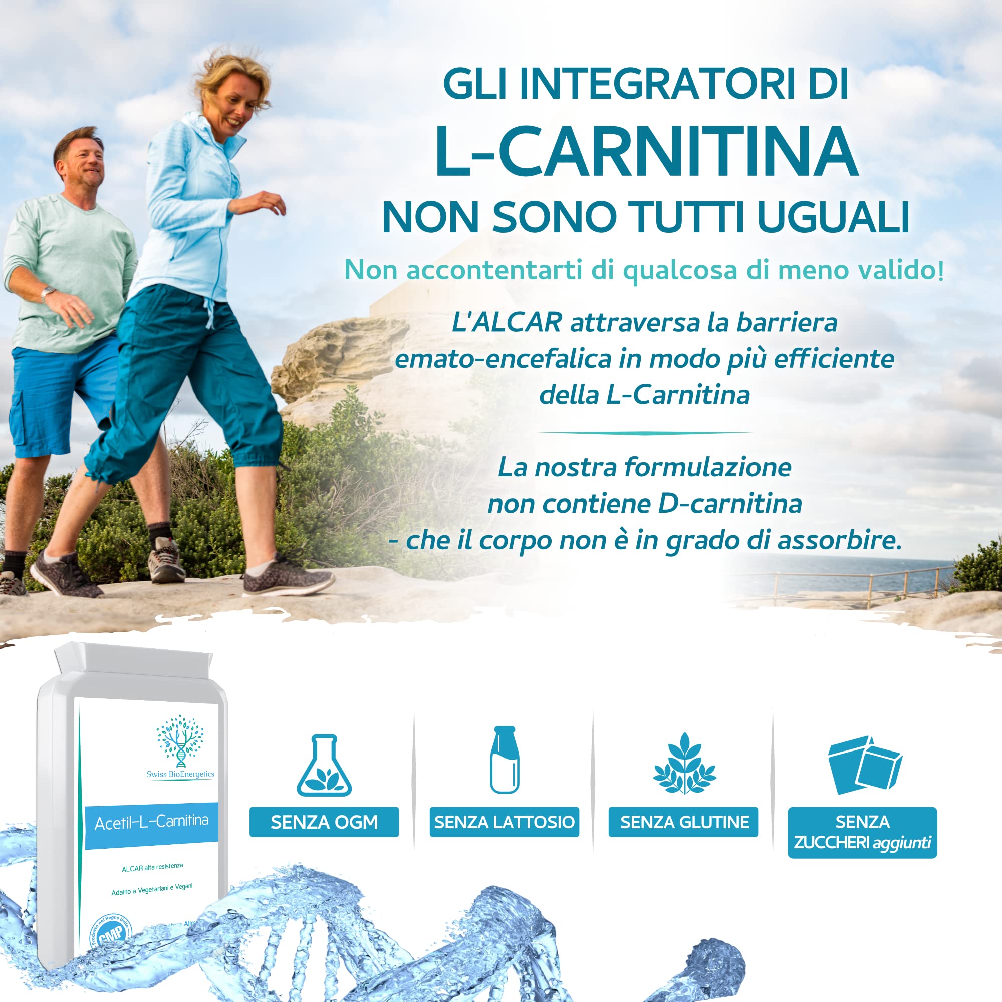 Acetil-L-Carnitina 500mg – ALCAR ad alta potenza senza D-carnitina – Supporto energia, funzione cognitiva e resistenza muscolare – Prodotto nel Regno Unito, vegano, 90 capsule