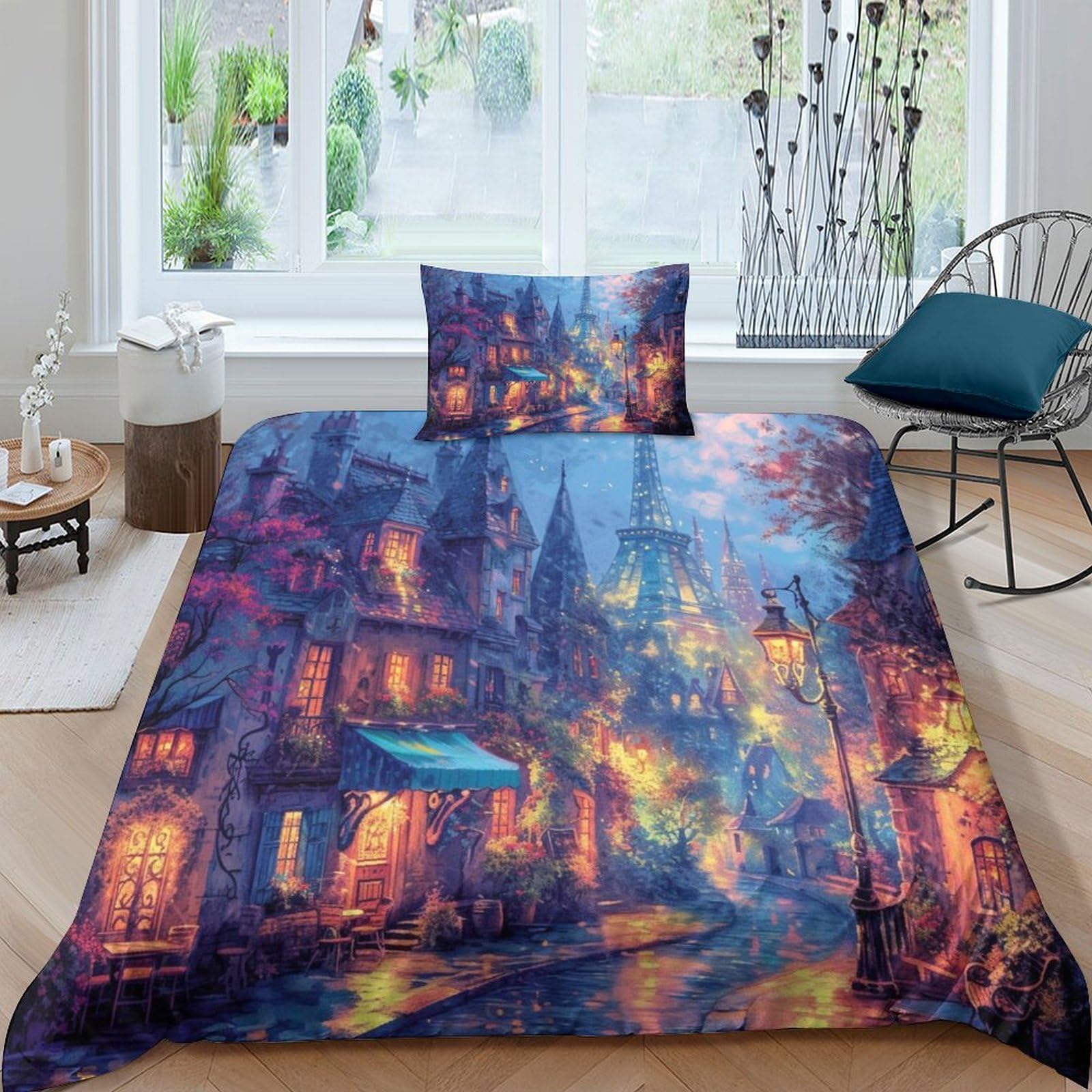 Housse de couette single 135x200 cm avec taie d'oreiller microfibre