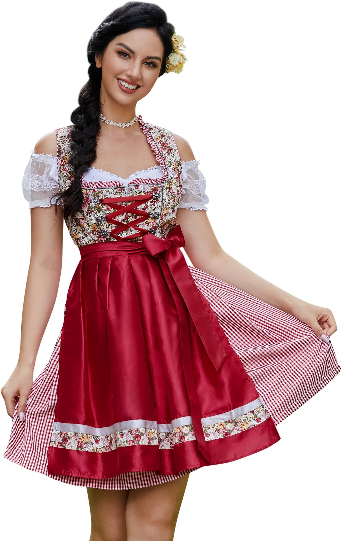 GloryStar Women's German Dirndl Dress Costumes for Bavarian Oktoberfest Carnival Halloween