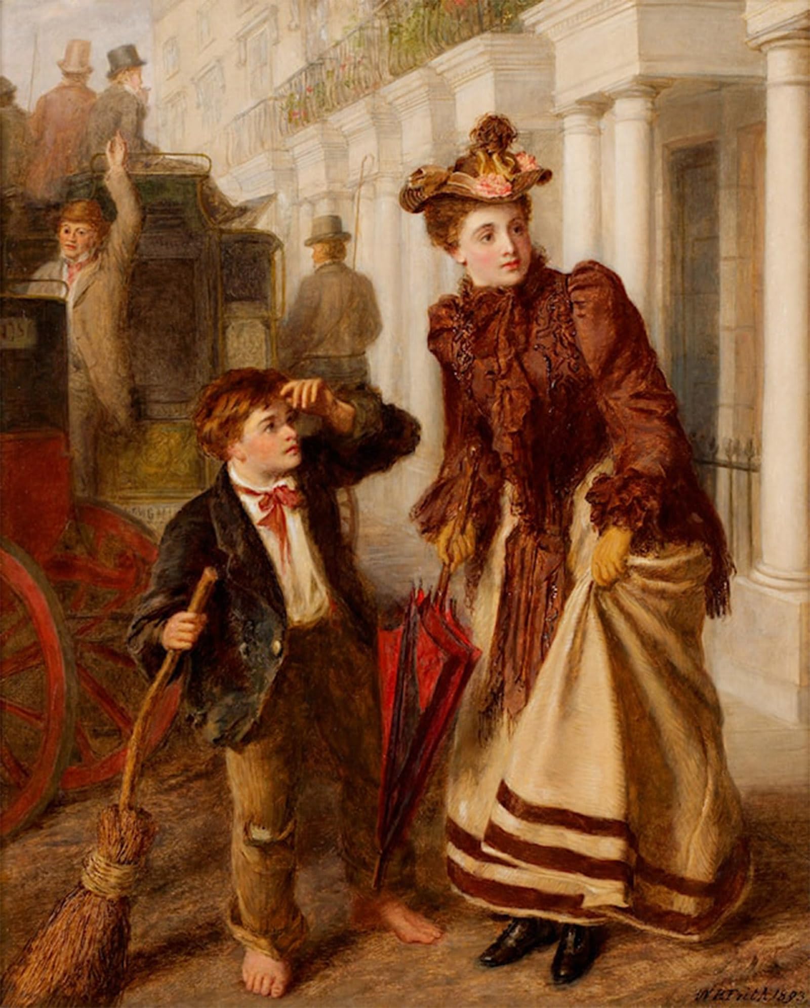 ARTXLXXBN Famous Painting Canvas Artwork Graffiti Print the Crossing Sweeper by William Powell Frith Portrait Canvas Image for Home Decor 60x90cm