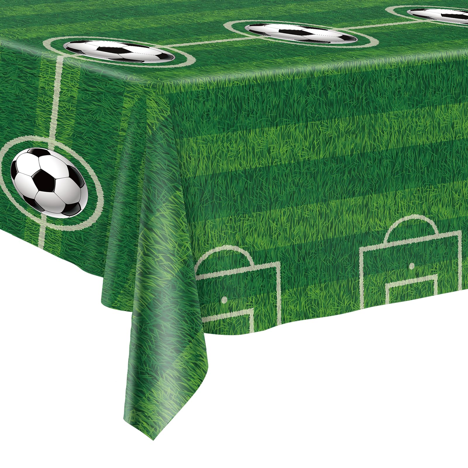BFB Football Party Table Covers 54 x 108in Disposable Tablecloths Pack of 2, 137 x 274cm, Green, 274 cm x 137 cm