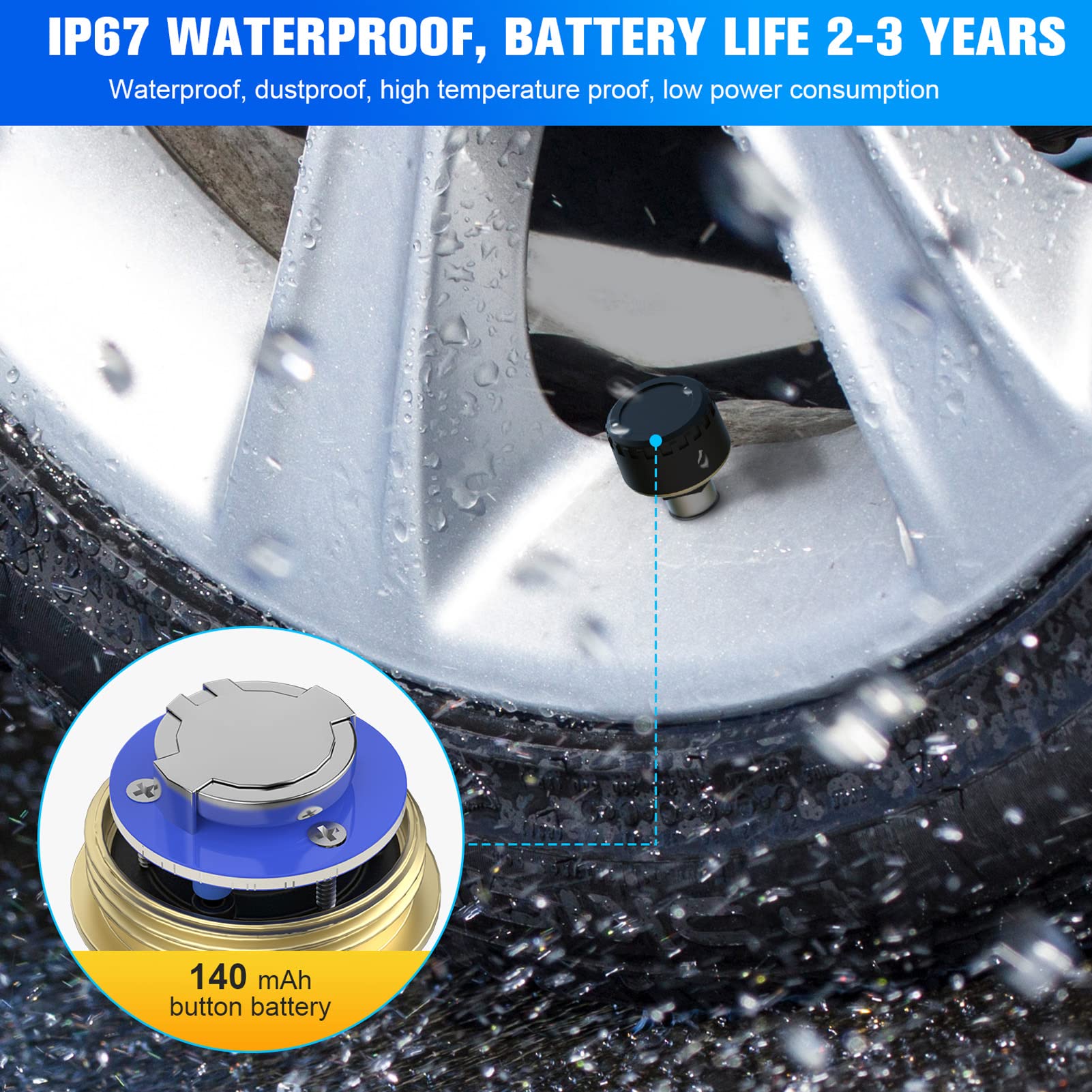 WYYHAA TPMS Auto Tire Pressure Monitor Sensor, With 4 External Sensors - View #9